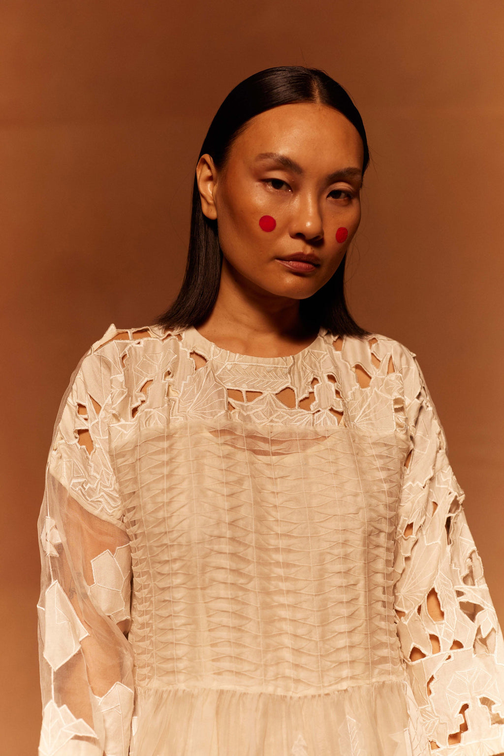 Yamada Patchwork Dress + Slip at Kamakhyaa by Ahmev. This item is Cotton Silk, Dress, Embroidered, Ivory, Maximum Minimum by Ahmev, Relaxed Fit, Silk Organza, Womenswear