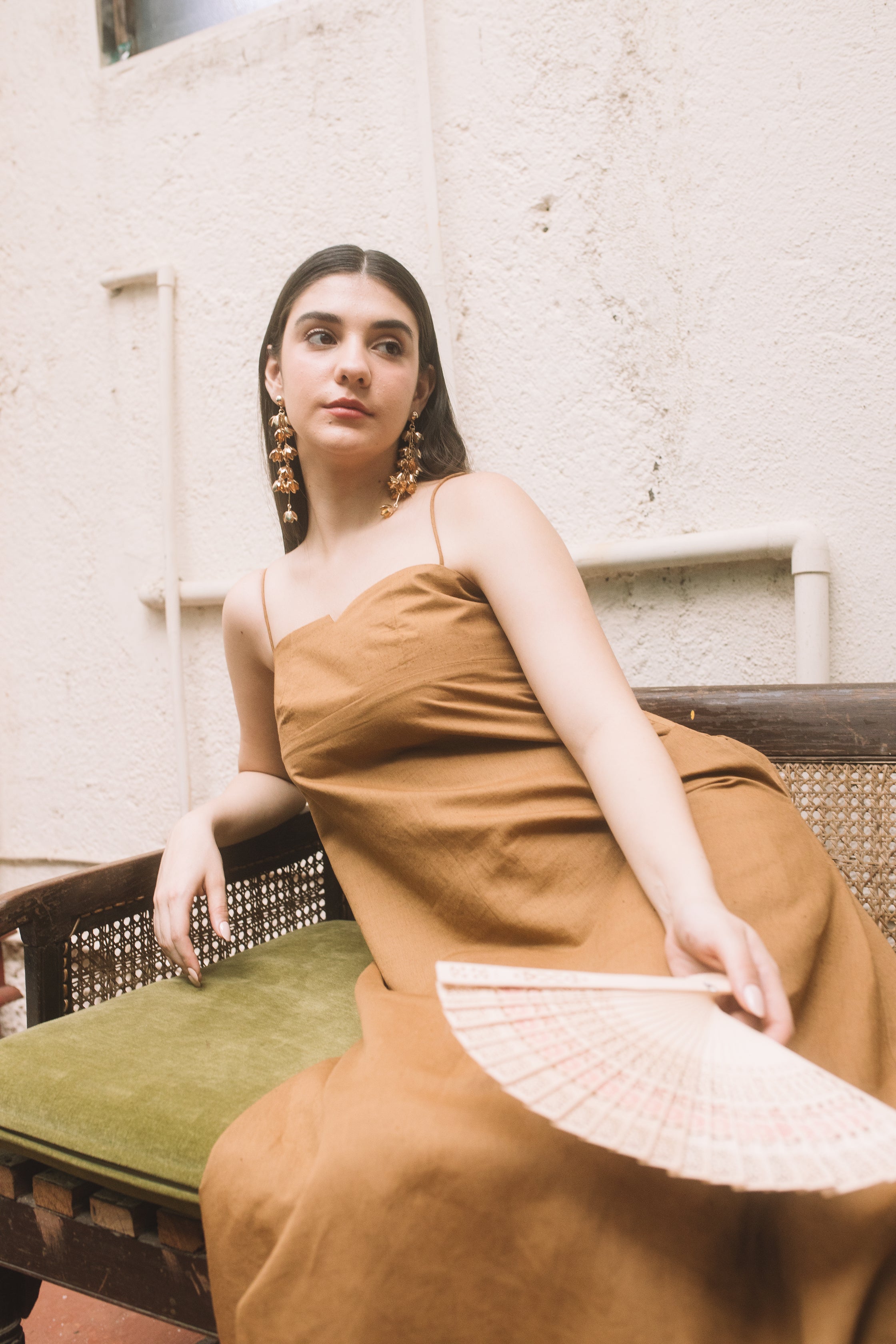 Yellow A Line Slip Dress at kamakhyaa.com by Anushé Pirani. This item is Brunch Wear, Cotton Hemp, Dresses, Maxi Dresses, Nostalgic Whispers by Anushe Pirani, Office Party, Review September 2025, Sleeveless, Slip Dresses, Womenswear, Yellow