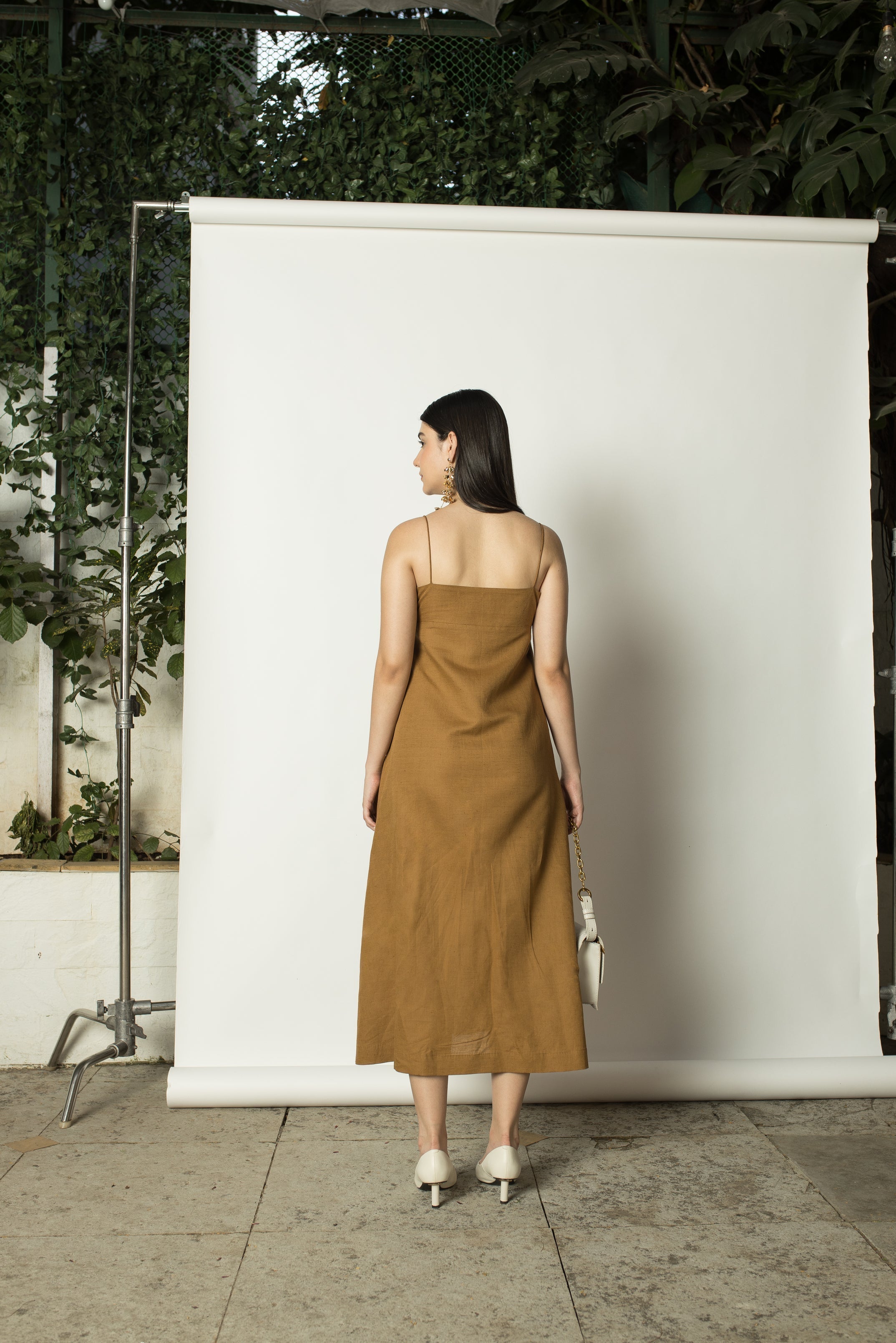 Yellow A Line Slip Dress at kamakhyaa.com by Anushé Pirani. This item is Brunch Wear, Cotton Hemp, Dresses, Maxi Dresses, Nostalgic Whispers by Anushe Pirani, Office Party, Review September 2025, Sleeveless, Slip Dresses, Womenswear, Yellow