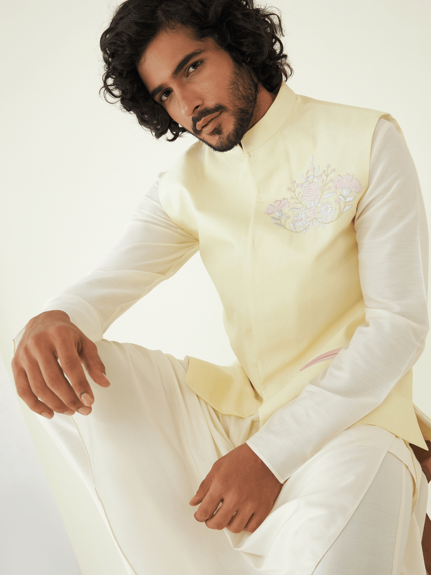 Yellow Chanderi Silk Jacket at Kamakhyaa by RoohbyRidhimaa. This item is Chanderi Silk, Festive Wear, Jackets, Men Jackets, Menswear By RoohbyRidhimaa, Qala By RoohbyRidhimaa, Regular Fit, Resham Embroidered, Silk Chanderi, Yellow