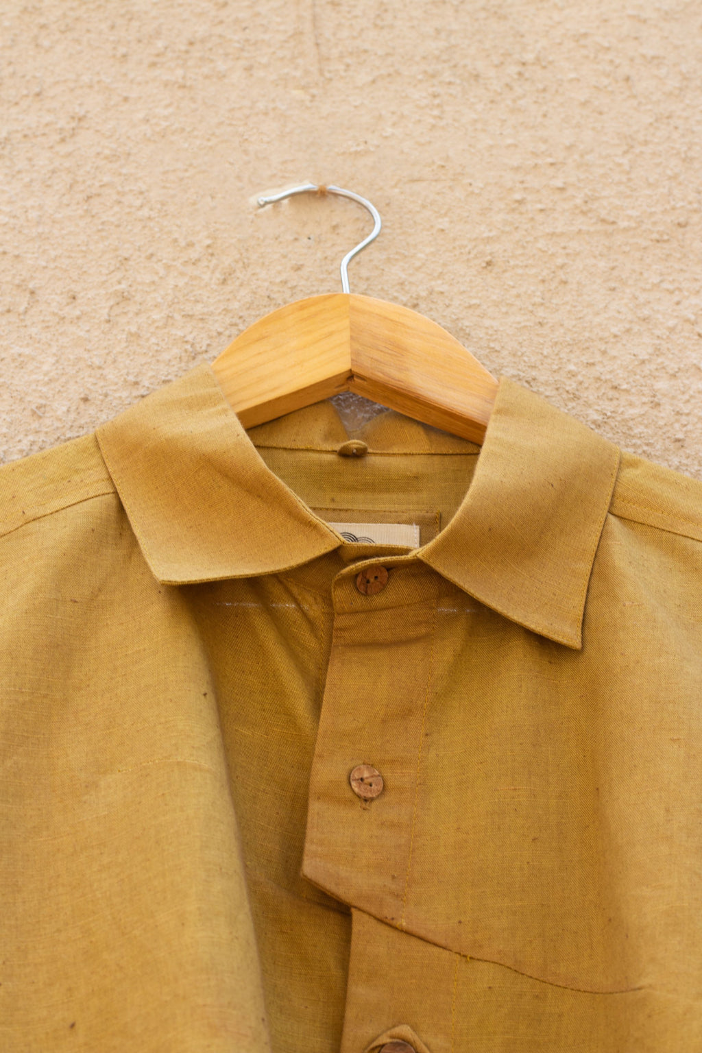 Yellow Cotton Shirt by Anushé Pirani with Best Selling, Casual Wear, Cotton, Cotton Hemp, For Him, Handwoven, Hemp, Menswear, Regular Fit, Shibumi Collection, Shirts, Solids, Tops, Yellow at Kamakhyaa for sustainable fashion