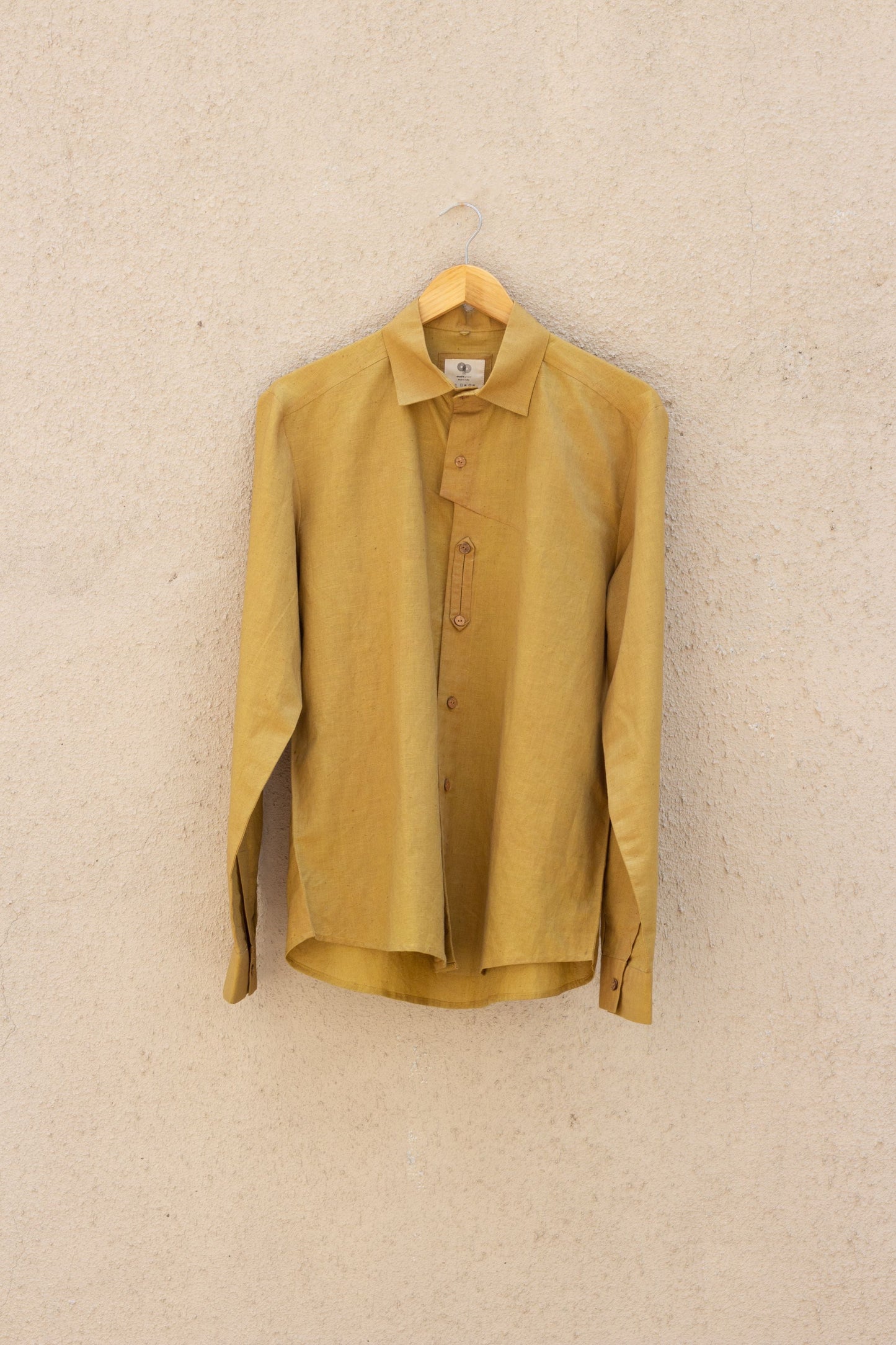 Yellow Cotton Shirt at Kamakhyaa by Anushé Pirani. This item is Best Selling, Casual Wear, Cotton, Cotton Hemp, For Him, Handwoven, Hemp, Menswear, Regular Fit, Shibumi Collection, Shirts, Solids, Tops, Yellow