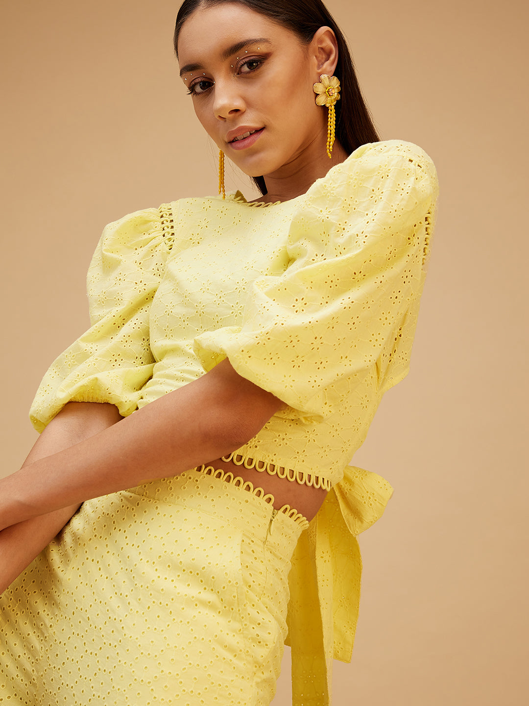 Yellow Embroidered Cotton Co-ord Set at Kamakhyaa by Bohobi. This item is Casual Wear, Cotton, Regular Fit, Solids, Toxin free, Travel Co-ord Sets, Yellow