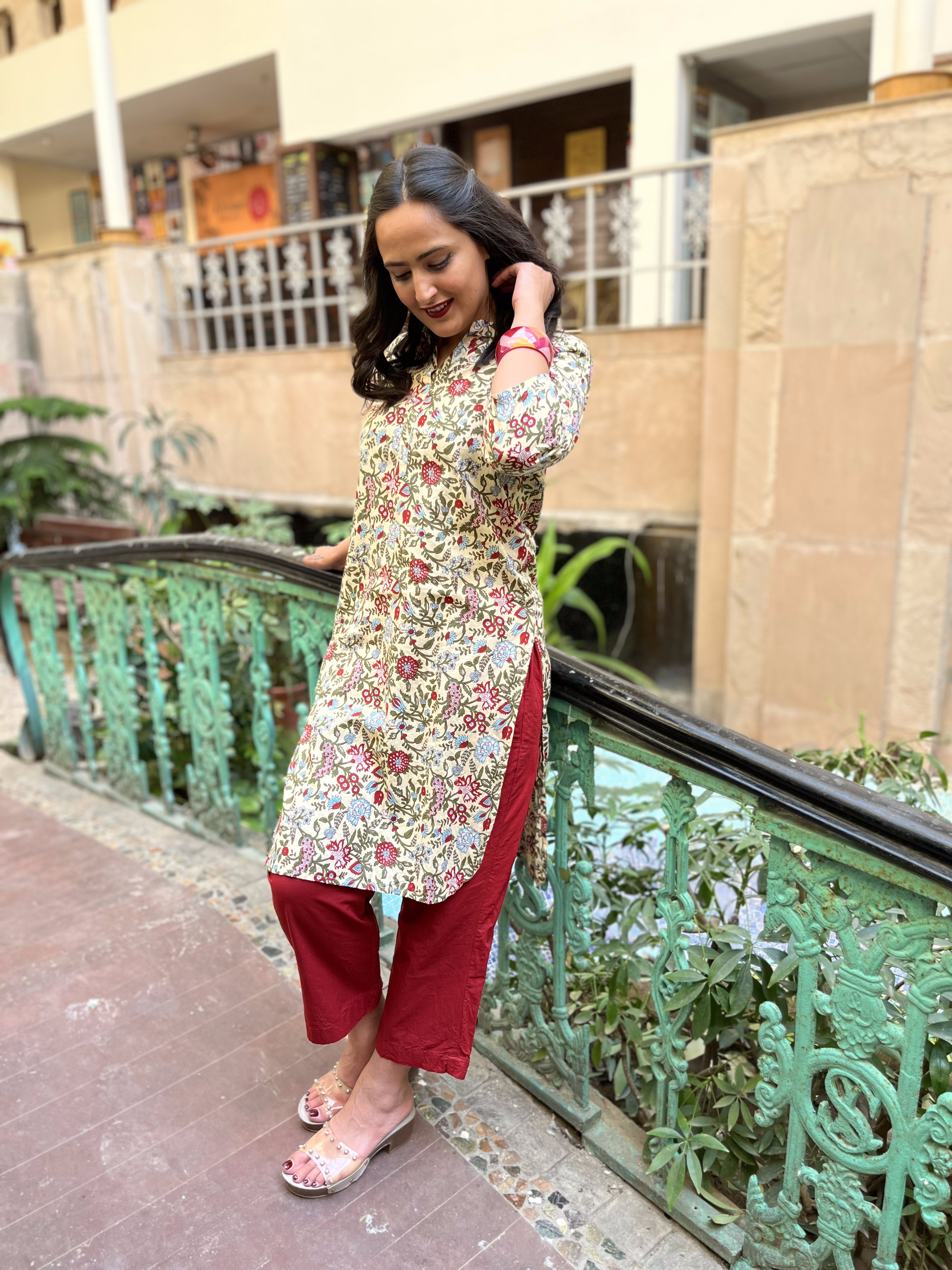 Yellow Kurta With Red Pants at Kamakhyaa by Kamakhyaa. This item is 100% pure cotton, Casual Wear, Indian Wear, KKYSS, Kurta Pant Sets, Natural, Prints, Regular Fit, Summer Sutra, Womenswear, Yellow