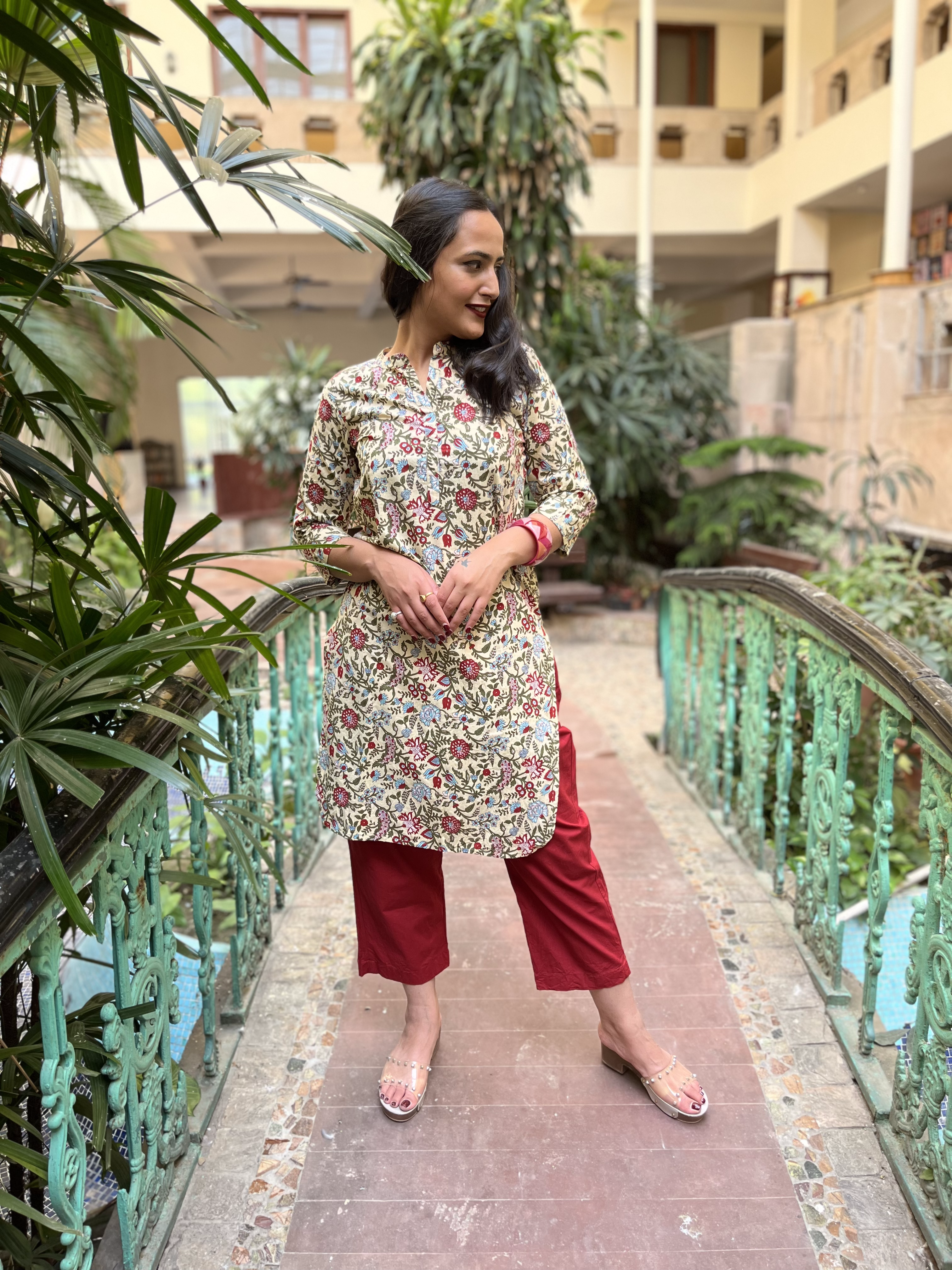 Yellow Kurta With Red Pants at Kamakhyaa by Kamakhyaa. This item is 100% pure cotton, Casual Wear, Indian Wear, KKYSS, Kurta Pant Sets, Natural, Prints, Regular Fit, Summer Sutra, Womenswear, Yellow