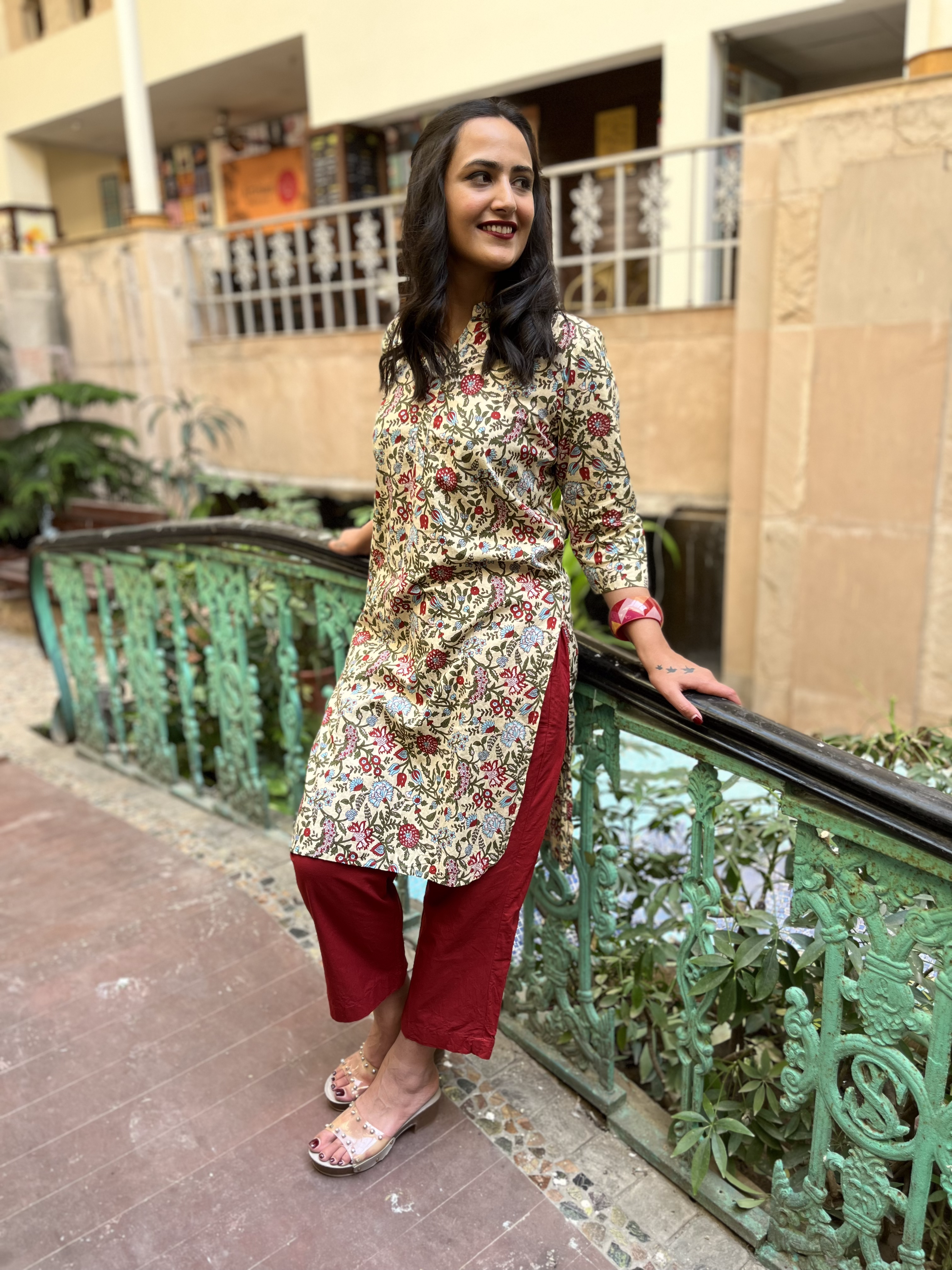 Yellow Kurta With Red Pants at Kamakhyaa by Kamakhyaa. This item is 100% pure cotton, Casual Wear, Indian Wear, KKYSS, Kurta Pant Sets, Natural, Prints, Regular Fit, Summer Sutra, Womenswear, Yellow