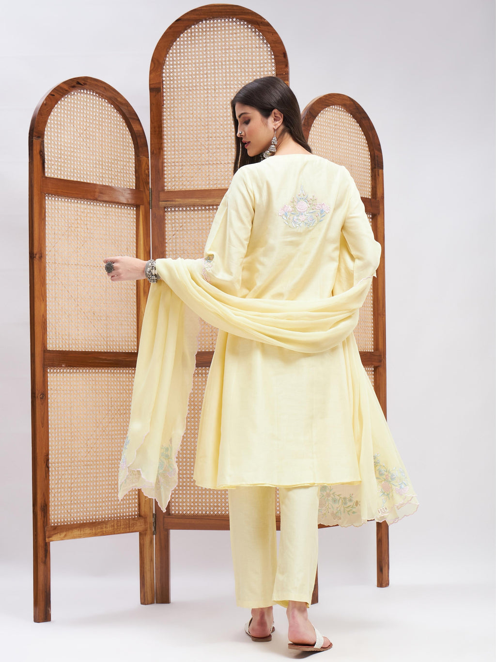 Yellow Organza Kurta Pant Set with Dupatta at Kamakhyaa by RoohbyRidhimaa. This item is Chanderi Silk, Cotton, Cotton Mulmul, Dupattas, Festive Wear, Kurta Set with Dupattas, Kurta Sets, Organza, Relaxed Fit, Resham Embroidered, Silk Chanderi, Toxin free, Yellow