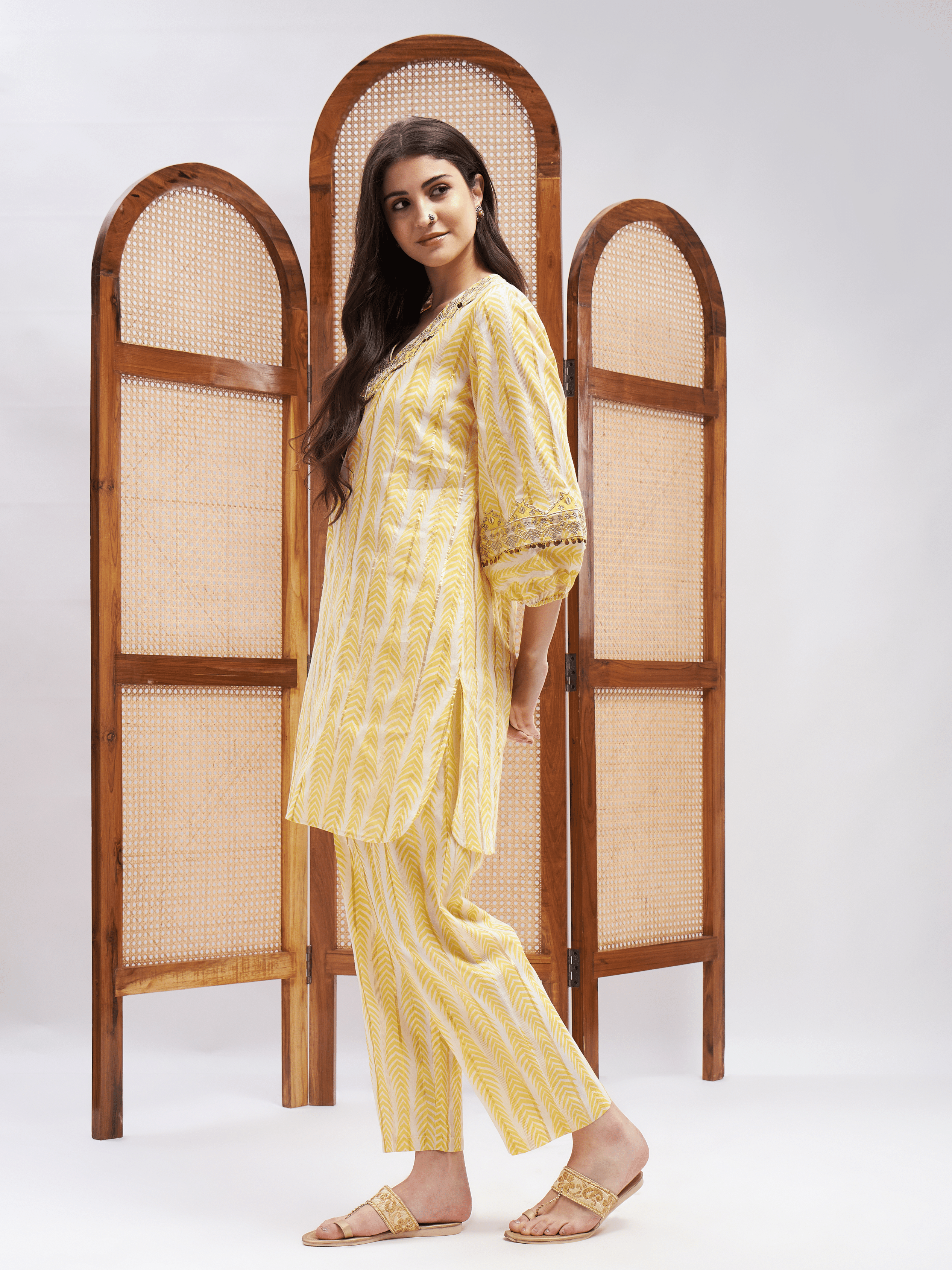 Yellow Resham Embroidered Kurta Set at Kamakhyaa by RoohbyRidhimaa. This item is Cotton, Embroidered, Hand Embroidery, Kurta Sets, Office Wear, Regular Fit, Resham, Resham Embroidered, Toxin free, Yellow