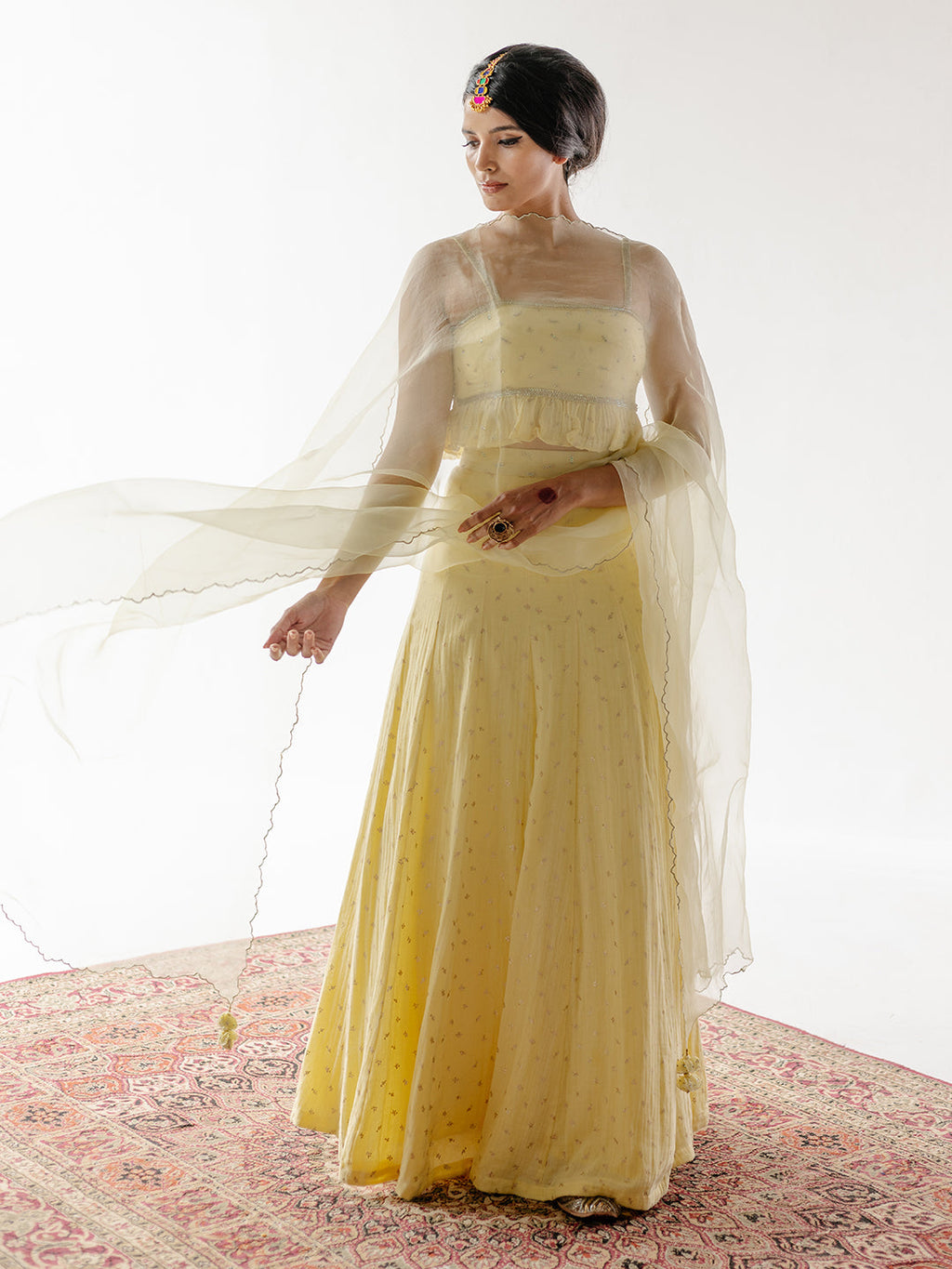 Yellow Silk Organza Lehenga Set at Kamakhyaa by RoohbyRidhimaa. This item is Cotton Linen, Cotton Voil, Embroidered, Festive Wear, Free Size, Kurta Sets, Lehenga Sets, Organza, Silk Organza, Toxin free, Yellow, Zari Embroidered