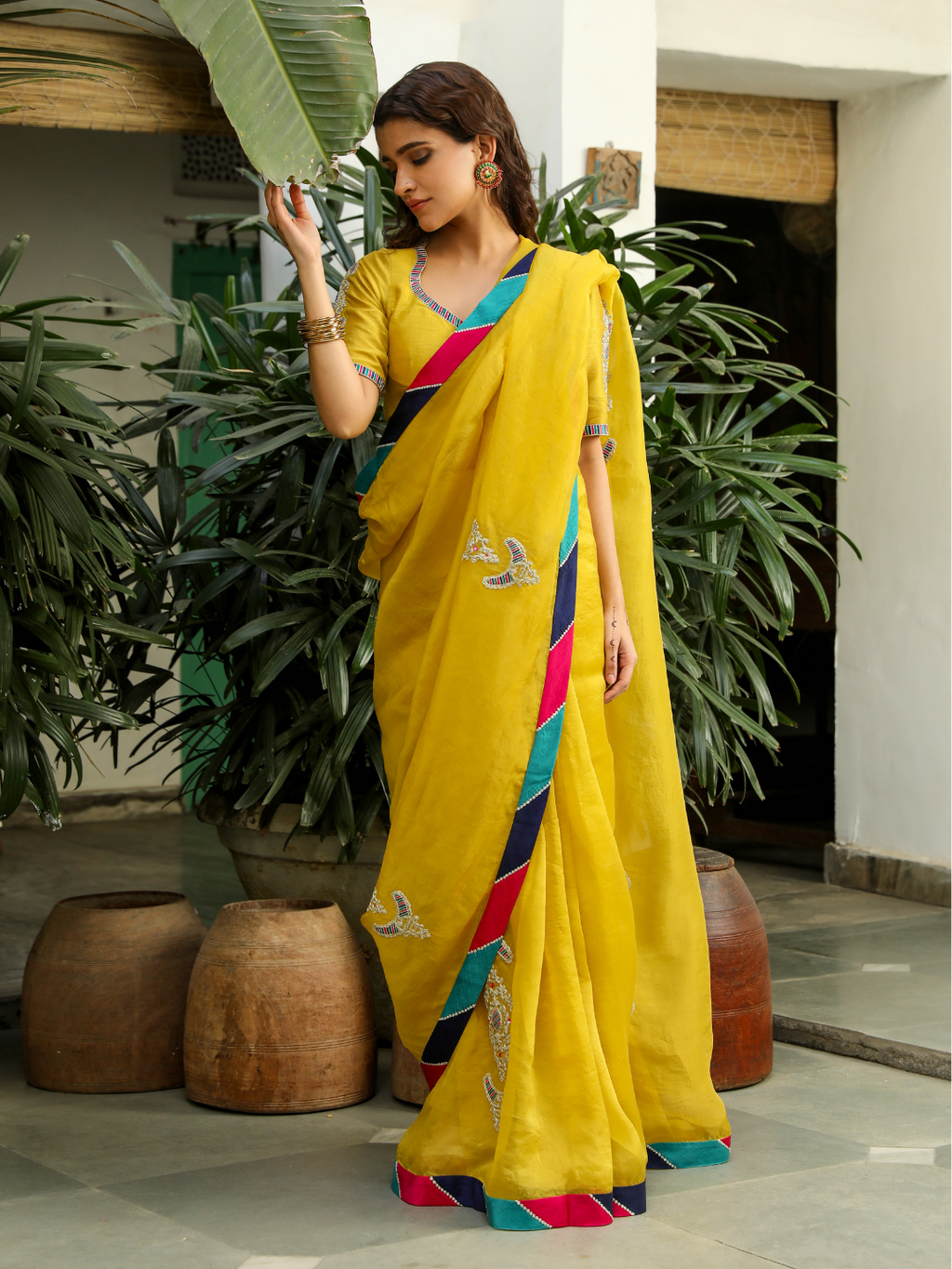 Yellow Viscose Silk Saree Set with Resham Embroidery at Kamakhyaa by RoohbyRidhimaa. This item is Embroidered, Festive Wear, Free Size, Resham Embroidered, Saree Sets, Silk Organza, Toxin free, Viscose Raw Silk, Yellow