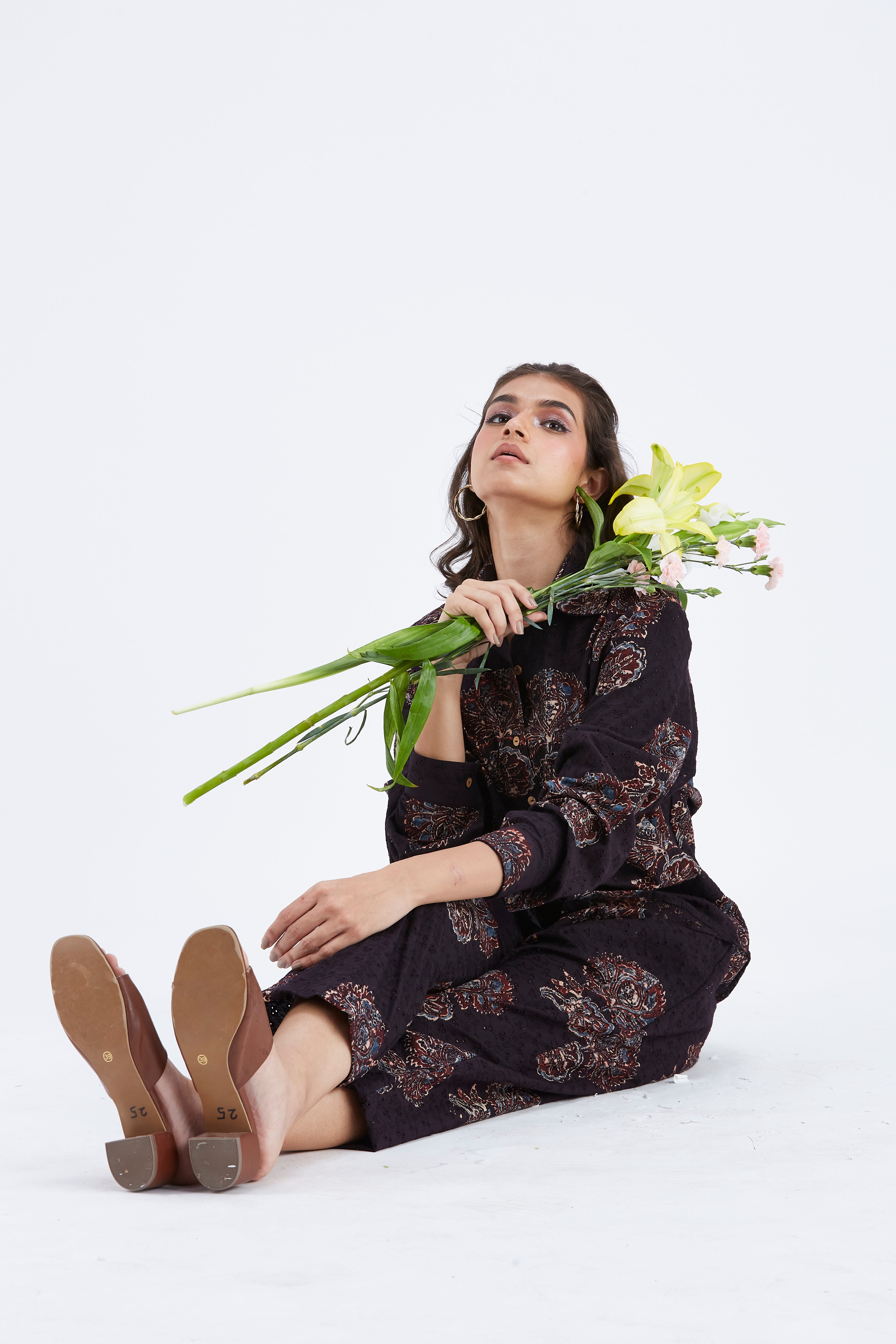 Yuna Black Printed Cotton Co-ord set at Kamakhyaa by Hasttvam. This item is Black, Cotton, Ete by Hasttvam, Floral Prints, Hand Printed, Wedding Wear, Womenswear