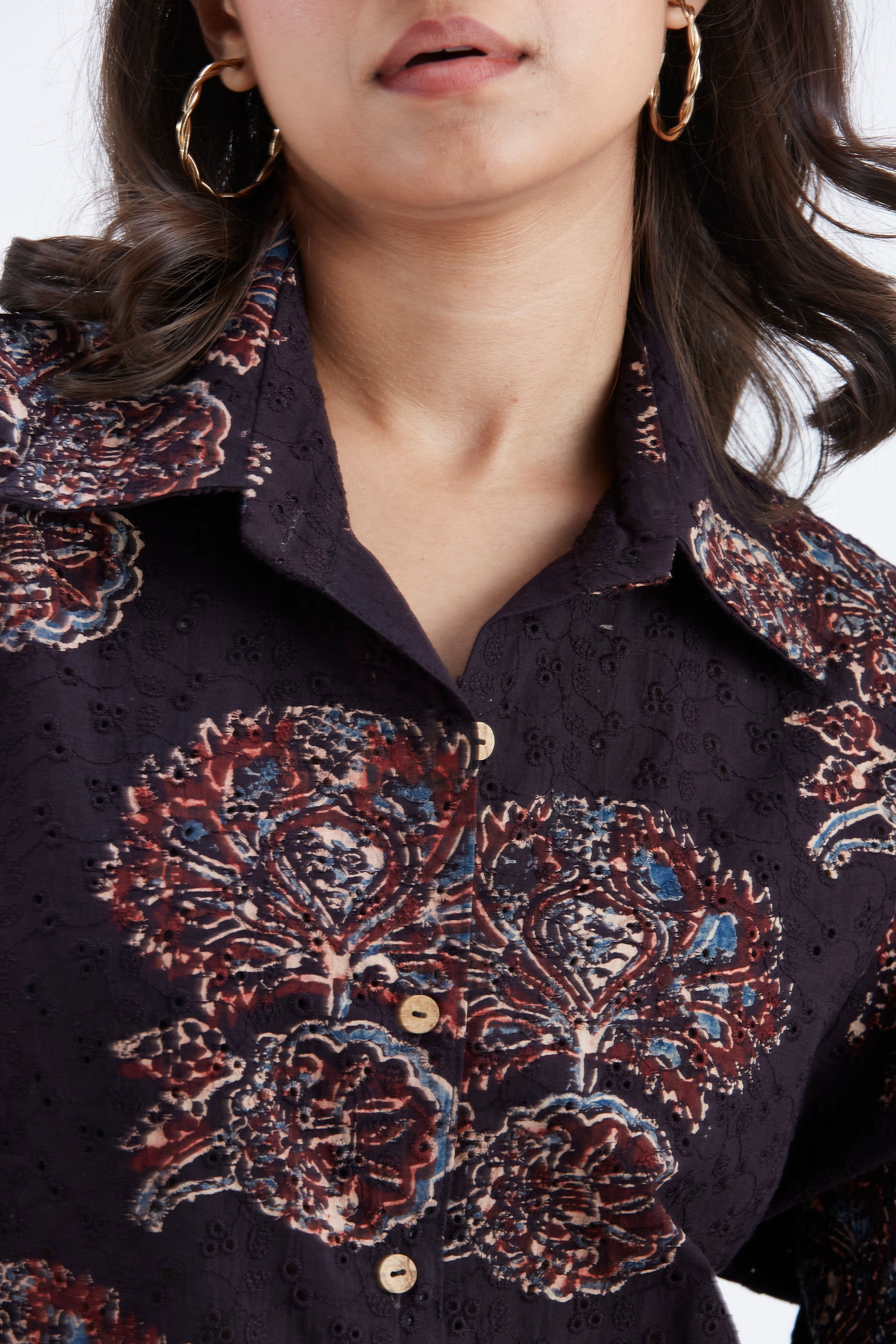 Yuna Black Printed Cotton Co-ord set at Kamakhyaa by Hasttvam. This item is Black, Cotton, Ete by Hasttvam, Floral Prints, Hand Printed, Wedding Wear, Womenswear