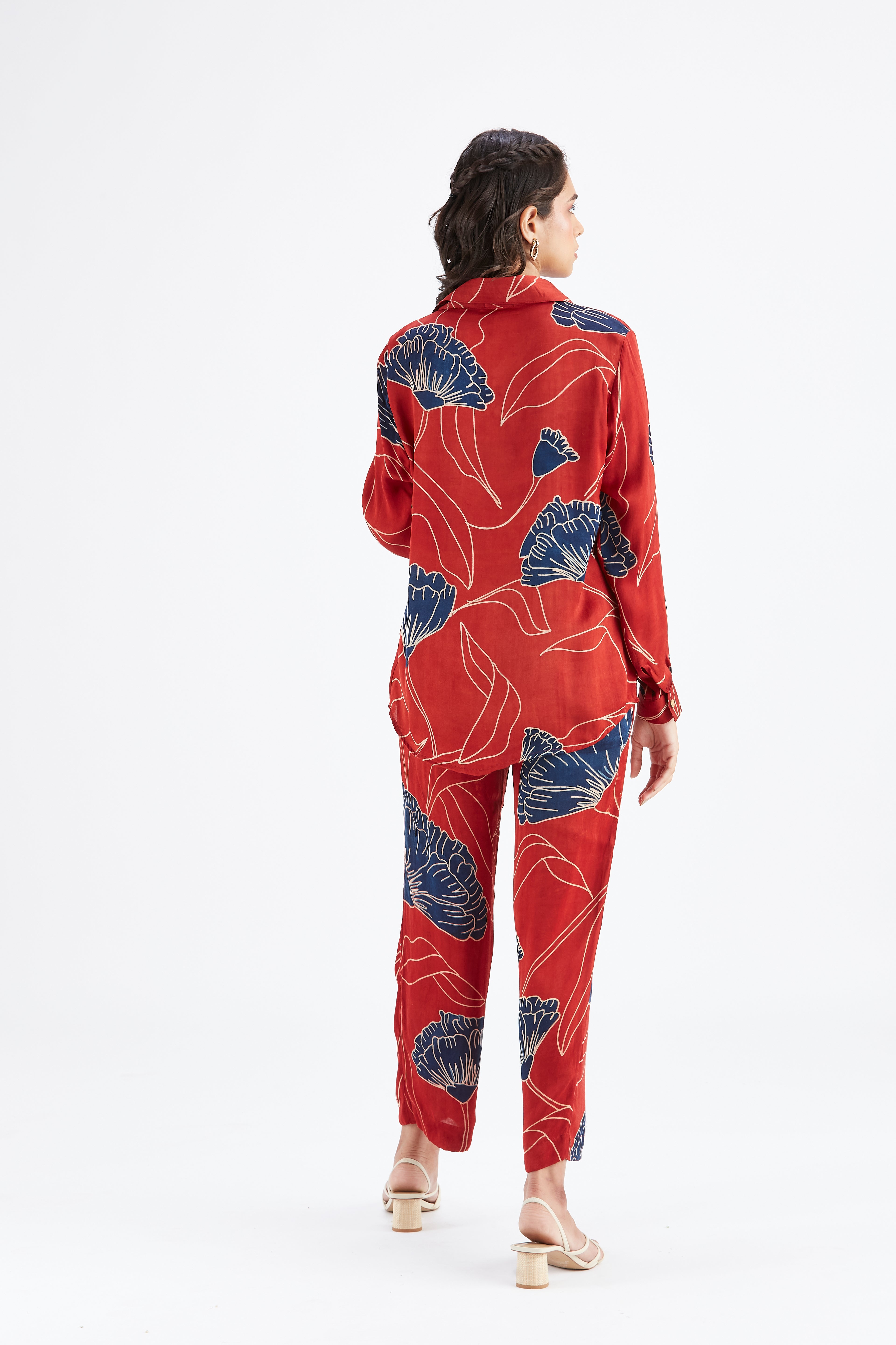 Yuna Red Printed Cotton Co-ord set at Kamakhyaa by Hasttvam. This item is Cotton, Ete by Hasttvam, Floral Prints, Hand Printed, Red, Wedding Wear, Womenswear