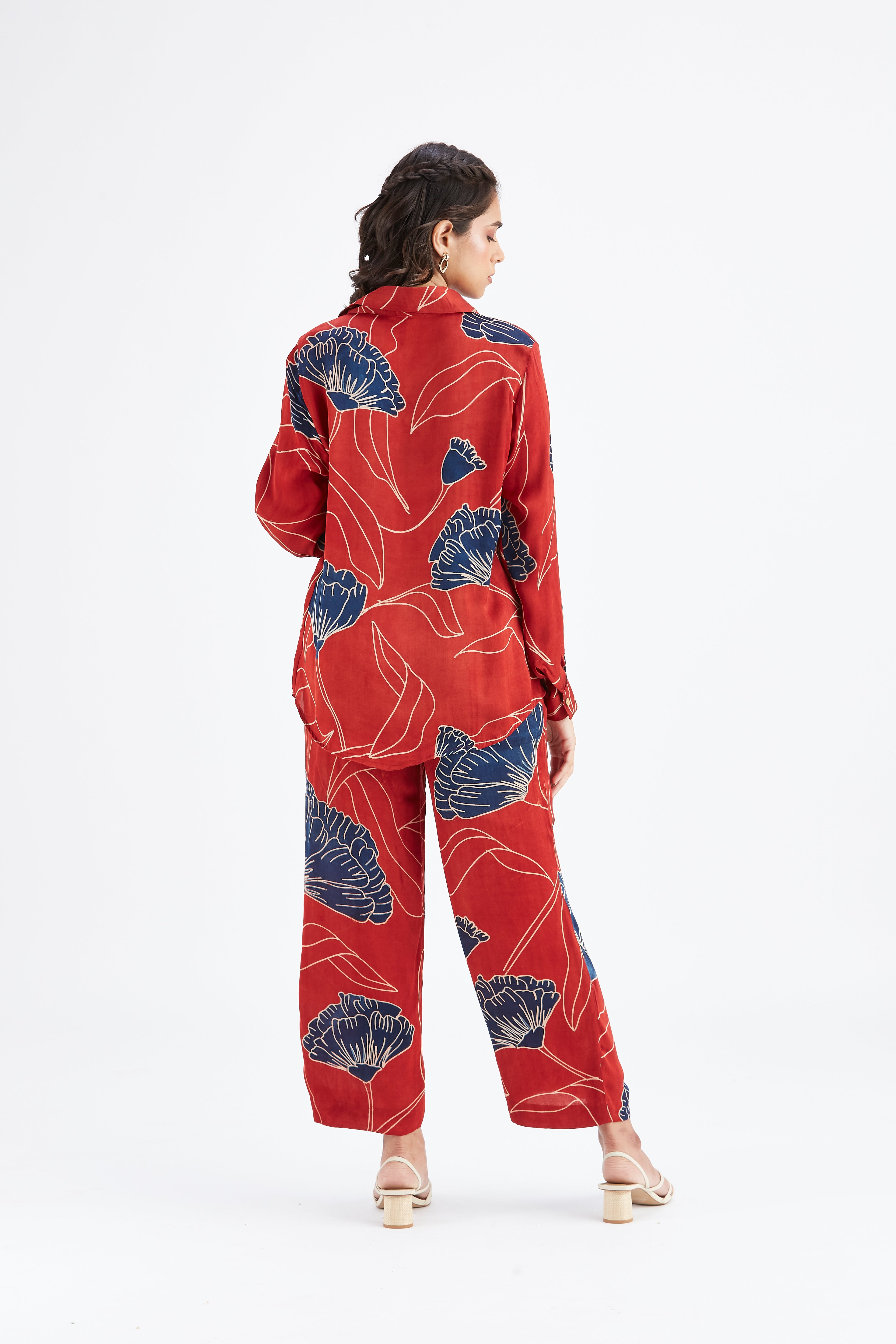 Yuna Red Printed Cotton Co-ord set at Kamakhyaa by Hasttvam. This item is Cotton, Ete by Hasttvam, Floral Prints, Hand Printed, Red, Wedding Wear, Womenswear