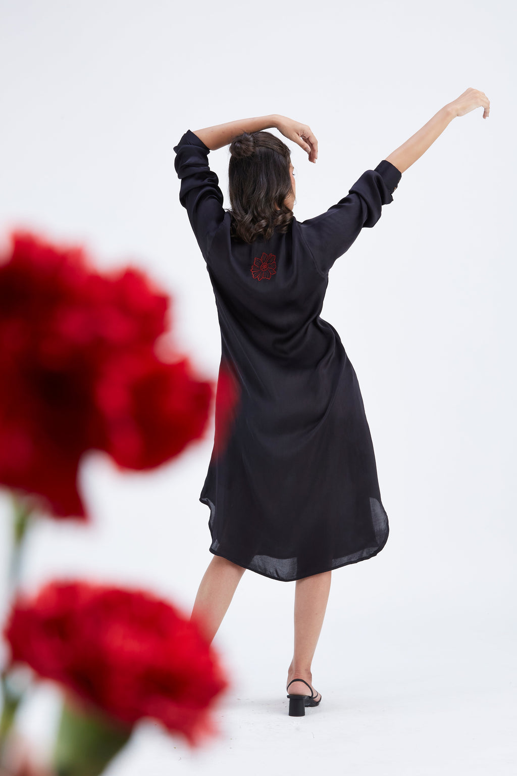 Zae Black Printed Modal Dress at Kamakhyaa by Hasttvam. This item is Black, Ete by Hasttvam, Fusion Wear, Modal