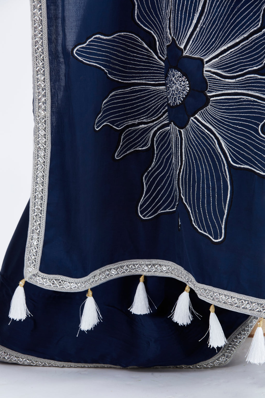 Zaira Indigo Modal Saree at Kamakhyaa by Hasttvam. This item is Ete by Hasttvam, Floral Prints, Hand Printed, Indigo, Modal, Under $50, Wedding Wear, Womenswear