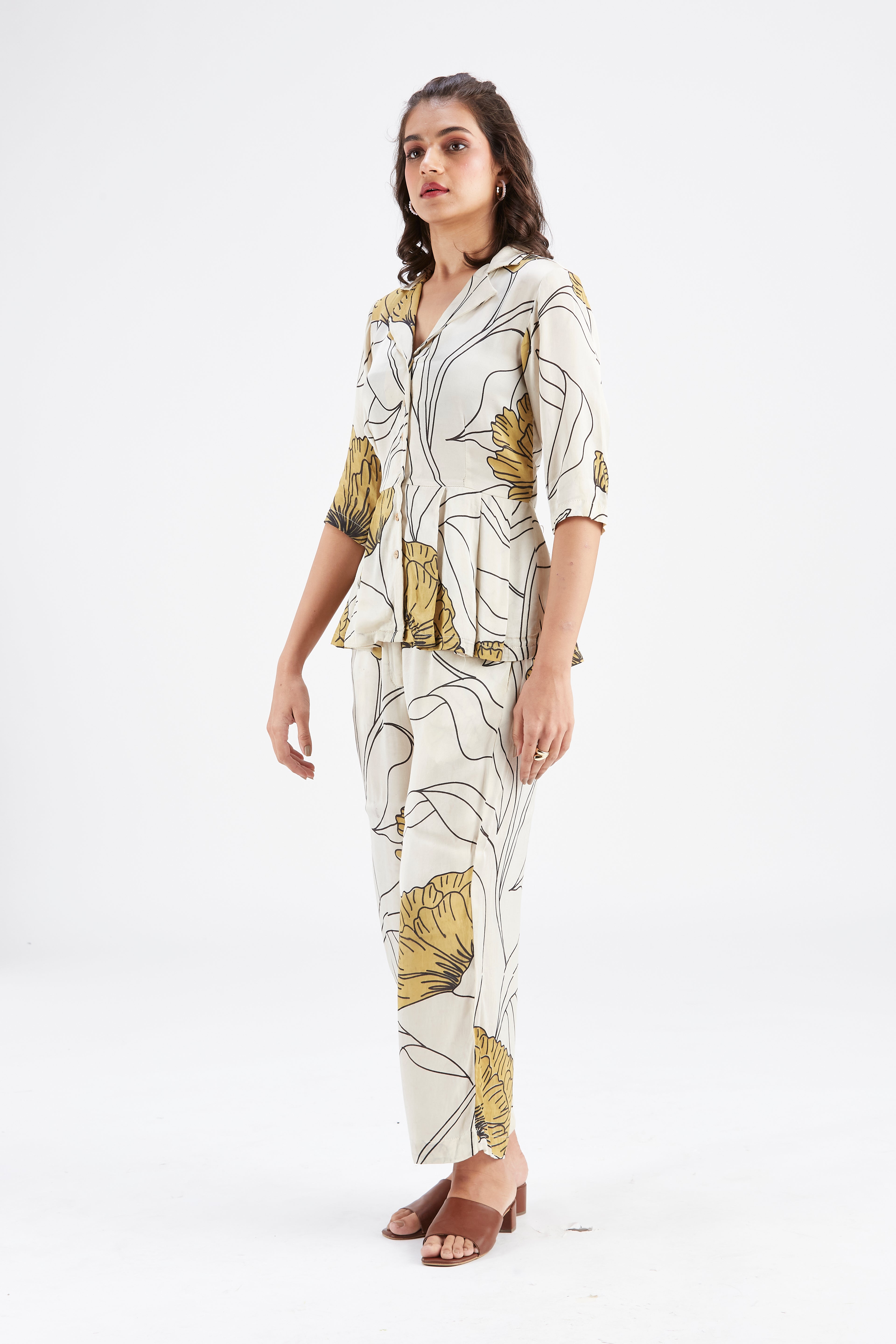 Zola White Floral Printed Cotton Co-ord set at Kamakhyaa by Hasttvam. This item is Cotton, Ete by Hasttvam, Floral Prints, Fusion Wear, Hand Printed, White, Womenswear