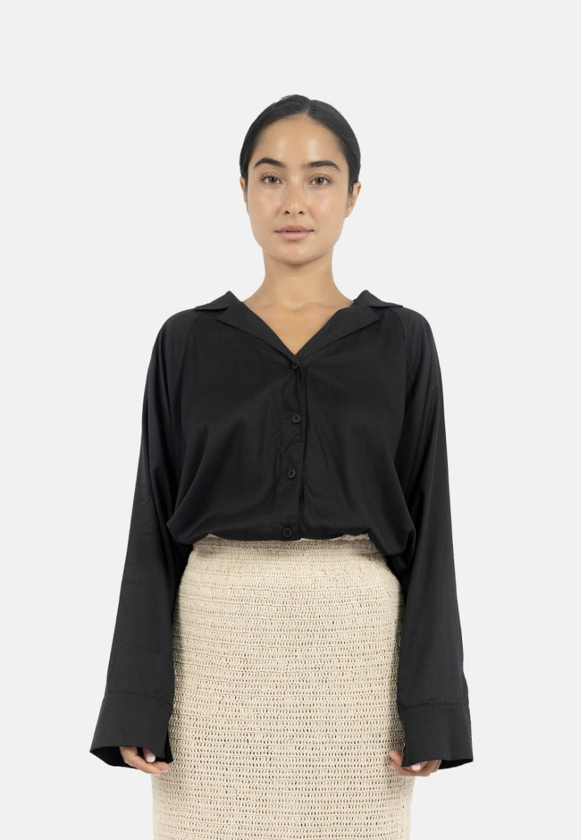 Siena Batwing Sleeve Shirt-Black