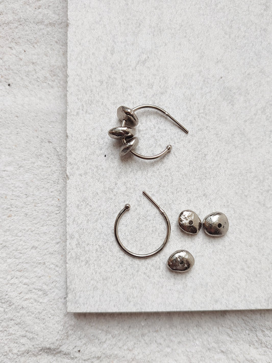 Alen - Extra Small Silver Brass, Earrings, Fashion Jewellery, Free Size, Silver, Solids Kamakhyaa