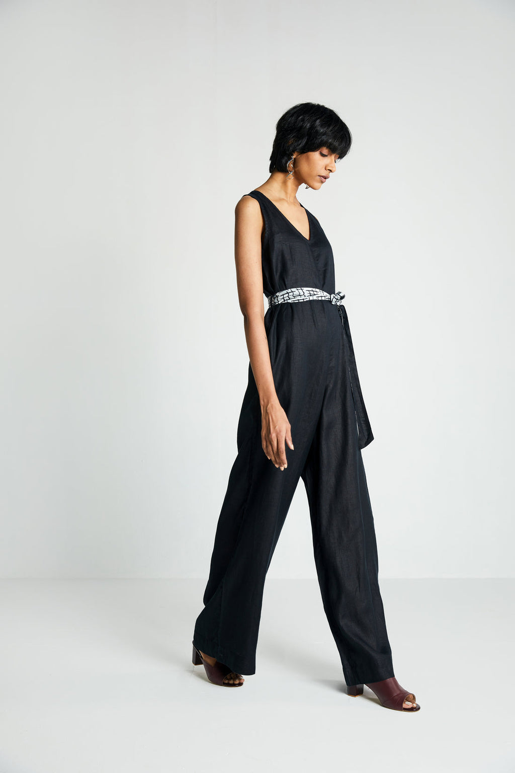 All Around the World Jumpsuit at Kamakhyaa by Reistor. This item is Black, Hemp, Jumpsuits, Natural, Noir, Office Wear, Regular Fit, Solids, Womenswear