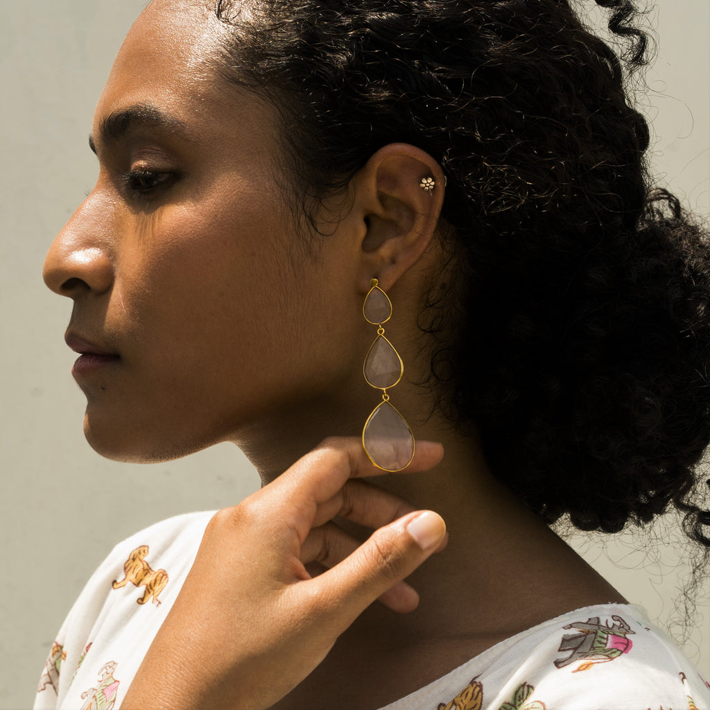 Amaya Earrings at Kamakhyaa by Noyra. This item is Danglers, Fashion Jewellery, Free Size, Gold, jewelry, Micron, Natural, Silver, Solids