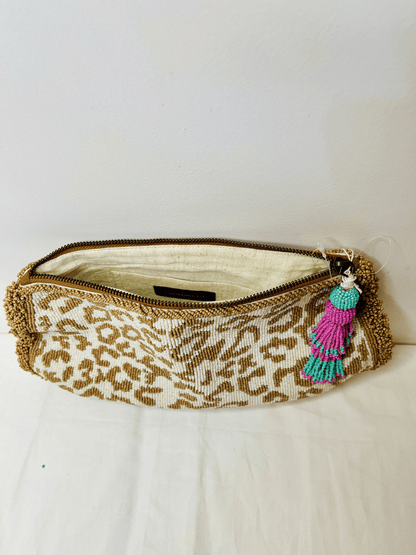 Animal Print Pouch at Kamakhyaa by Pre Loved. This item is Bags, Casual Wear, Mirror Work, Multicolor, Natural, Pouches