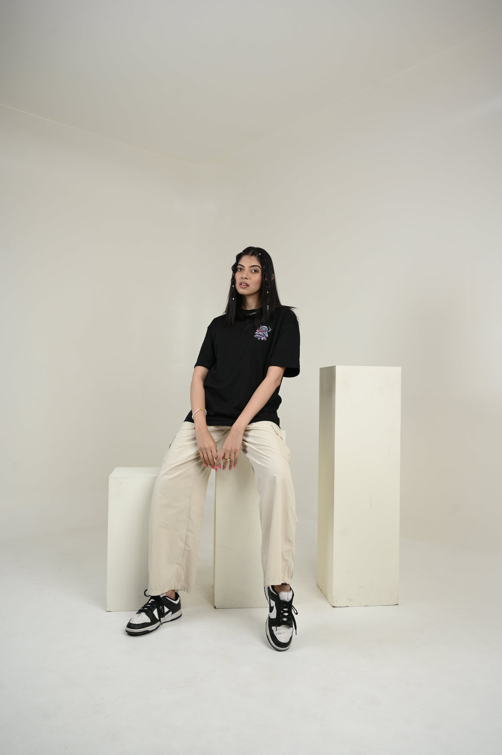 Astronaut 100% Cotton Oversized Black T-shirt at Kamakhyaa by Unfussy. This item is 100% cotton, Black, Casual Wear, Organic, Oversized Fit, Printed, T-Shirts, Unfussy, Unisex, Womenswear