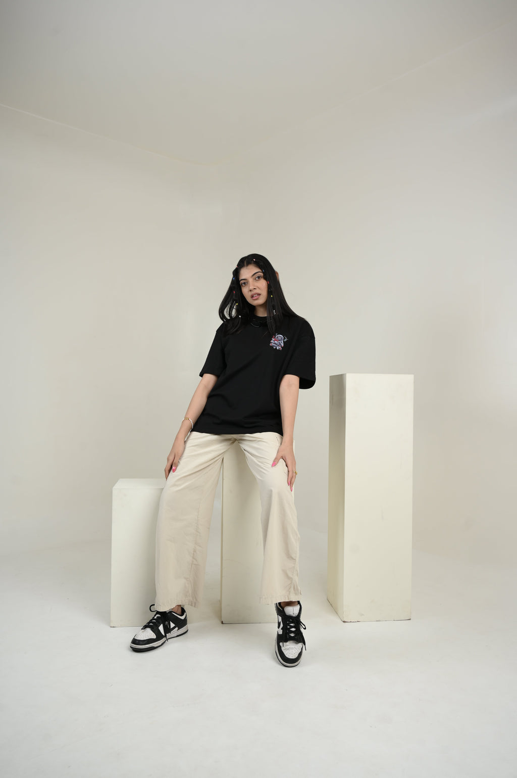 Astronaut 100% Cotton Oversized Black T-shirt at Kamakhyaa by Unfussy. This item is 100% cotton, Black, Casual Wear, Organic, Oversized Fit, Printed, T-Shirts, Unfussy, Unisex, Womenswear