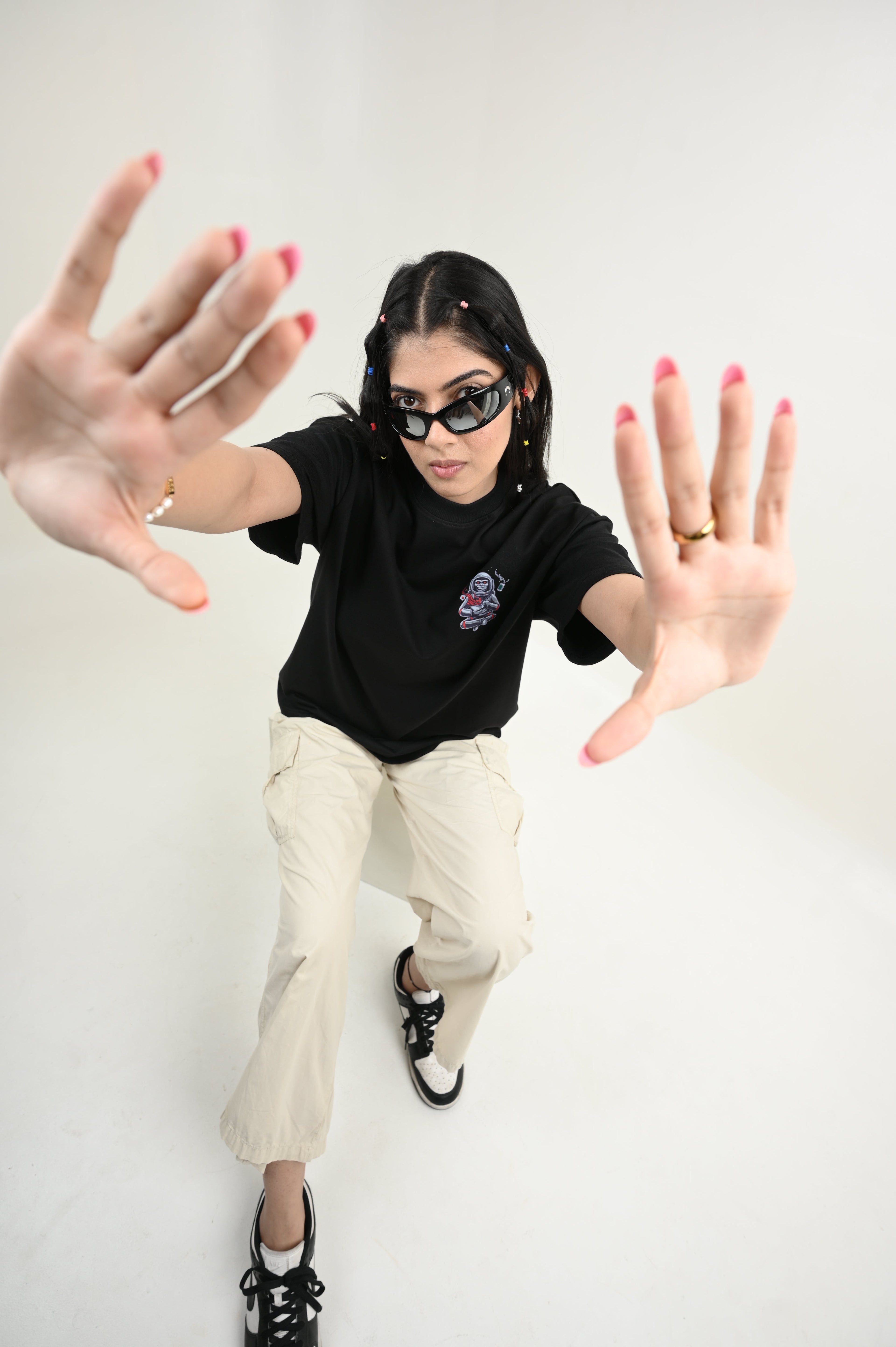 Astronaut 100% Cotton Oversized Black T-shirt at Kamakhyaa by Unfussy. This item is 100% cotton, Black, Casual Wear, Organic, Oversized Fit, Printed, T-Shirts, Unfussy, Unisex, Womenswear