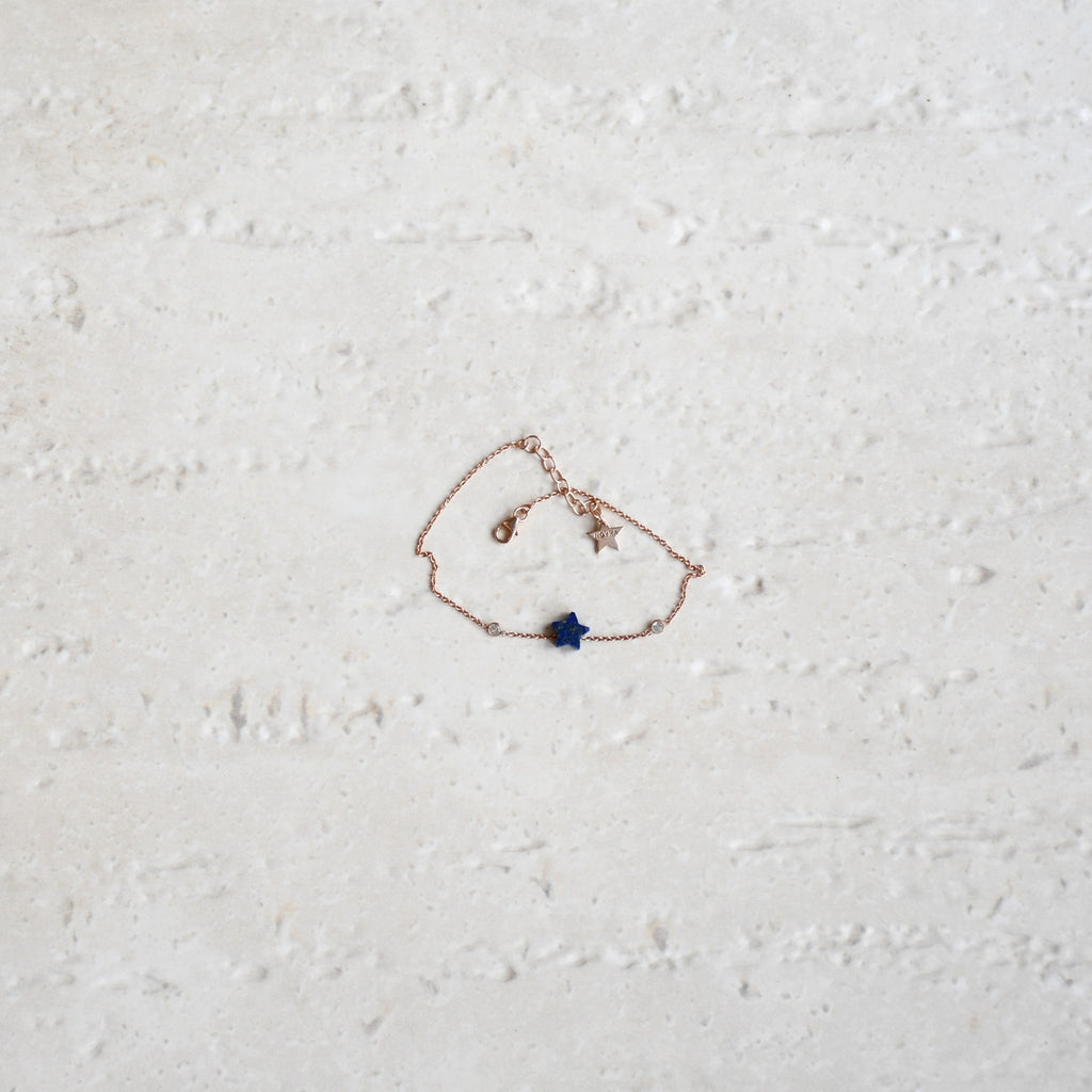 Athena Star Bracelet at Kamakhyaa by Noyra. This item is Add Ons, Blue, Bracelets, Fashion Jewellery, jewelry, Micron, Natural, Silver, Textured