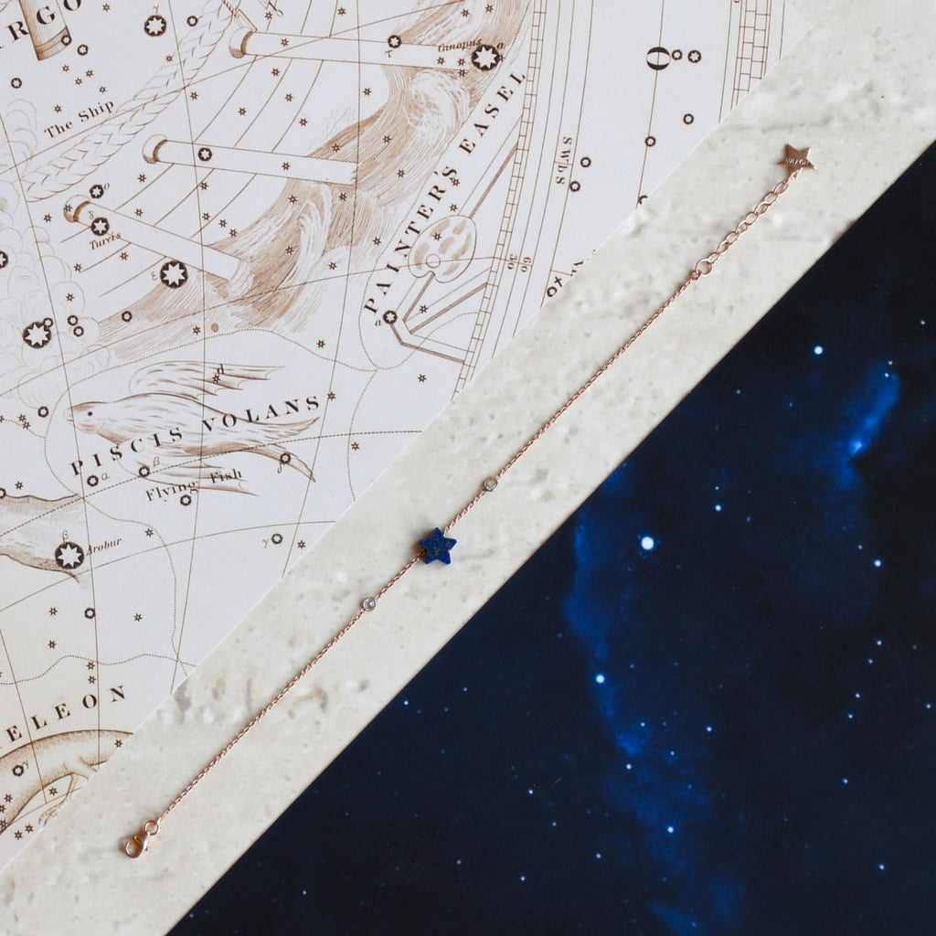 Athena Star Bracelet at Kamakhyaa by Noyra. This item is Add Ons, Blue, Bracelets, Fashion Jewellery, jewelry, Micron, Natural, Silver, Textured