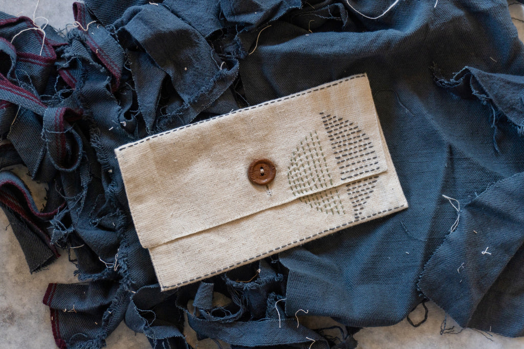 Beige/Charcoal Grey/White Upcycled Belt Bag at Kamakhyaa by Lafaani. This item is Add Ons, Bags, Belt Bags, Casual Wear, Free Size, Less than $50, Multicolor, Natural, Solids, Upcycled, Upcycled Cotton
