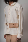 Beige/Charcoal Grey/White Upcycled Belt Bag at Kamakhyaa by Lafaani. This item is Add Ons, Bags, Belt Bags, Casual Wear, Free Size, Less than $50, Multicolor, Natural, Solids, Upcycled, Upcycled Cotton