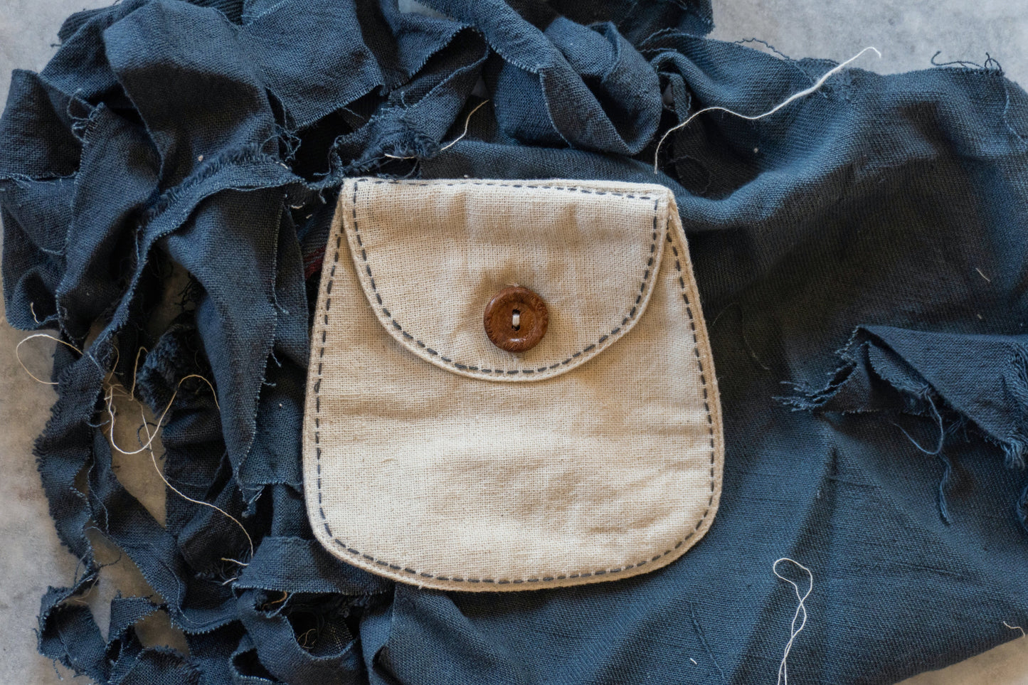 Beige/Charcoal Grey/White Upcycled Cotton Belt Bag at Kamakhyaa by Lafaani. This item is Add Ons, Bags, Belt Bags, Casual Wear, Free Size, Less than $50, Multicolor, Natural, Products less than $25, Solids, Upcycled, Upcycled Cotton