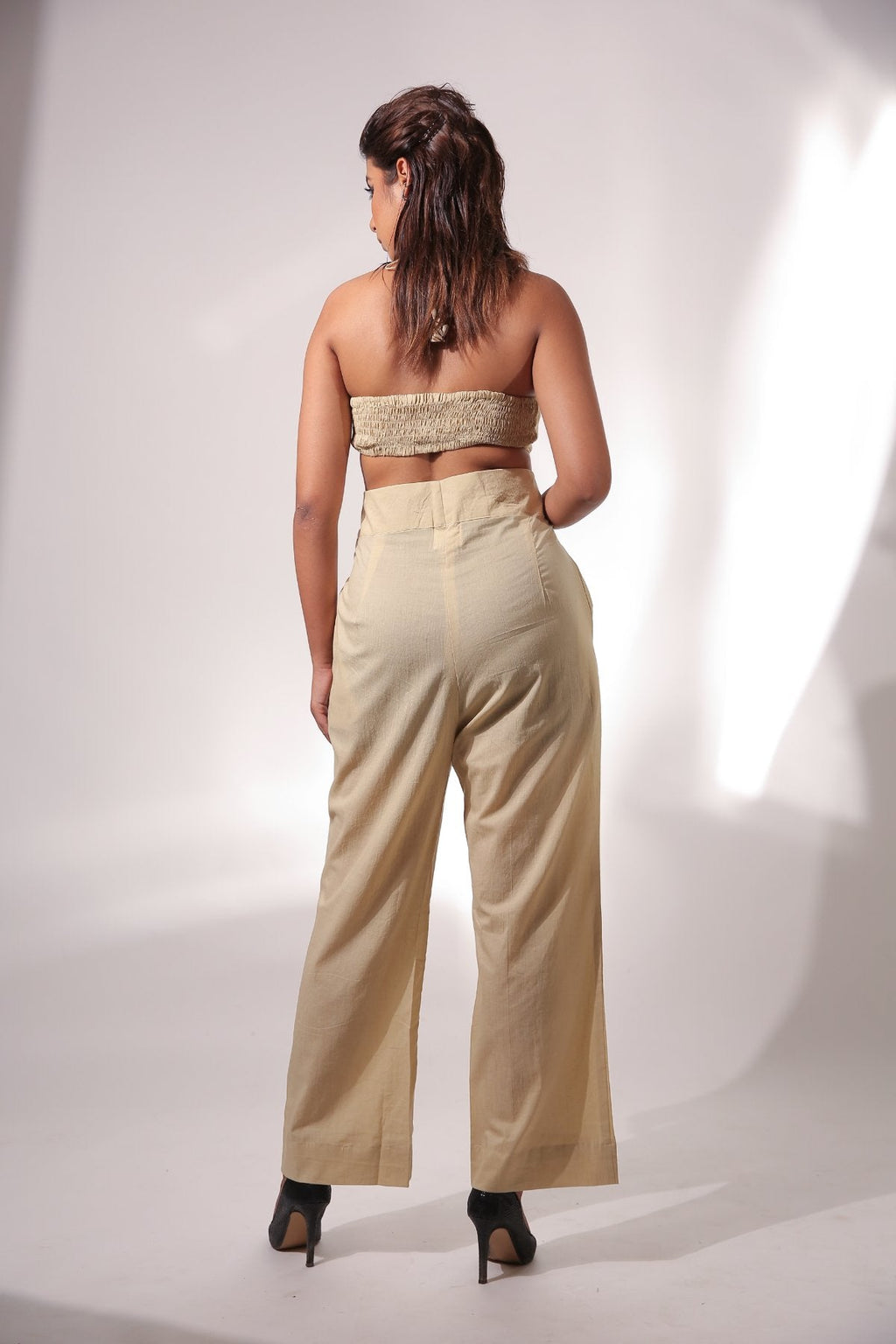 Beige Co-ord Set at Kamakhyaa by Keva. This item is Beige, Black, Block Prints, Co-ord Sets, Cotton, Natural, Relaxed Fit, Resort Wear, Travel, Travel Co-ords, Vacation, Womenswear, Zima