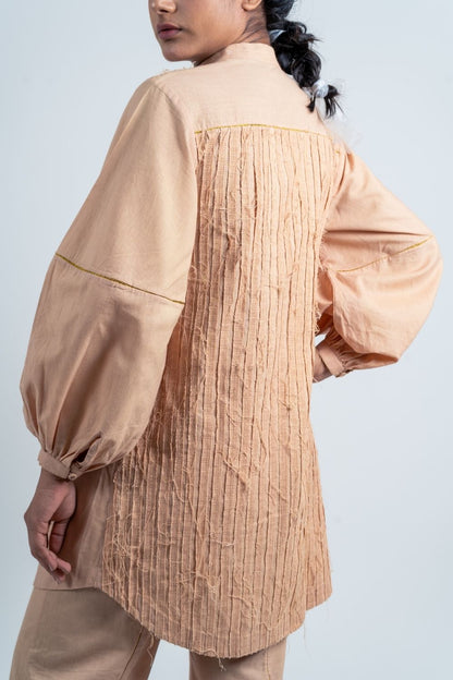Beige Cotton Midi Dress at Kamakhyaa by Ahmev. This item is Brown, Casual Wear, Fall, Handloom Cotton, July Sale, July Sale 2023, Mini Dresses, Natural, Relaxed Fit, Shirt Dresses, Shirts, Solids, Womenswear
