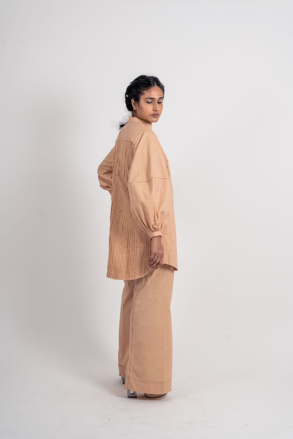 Beige Cotton Midi Dress at Kamakhyaa by Ahmev. This item is Brown, Casual Wear, Fall, Handloom Cotton, July Sale, July Sale 2023, Mini Dresses, Natural, Relaxed Fit, Shirt Dresses, Shirts, Solids, Womenswear