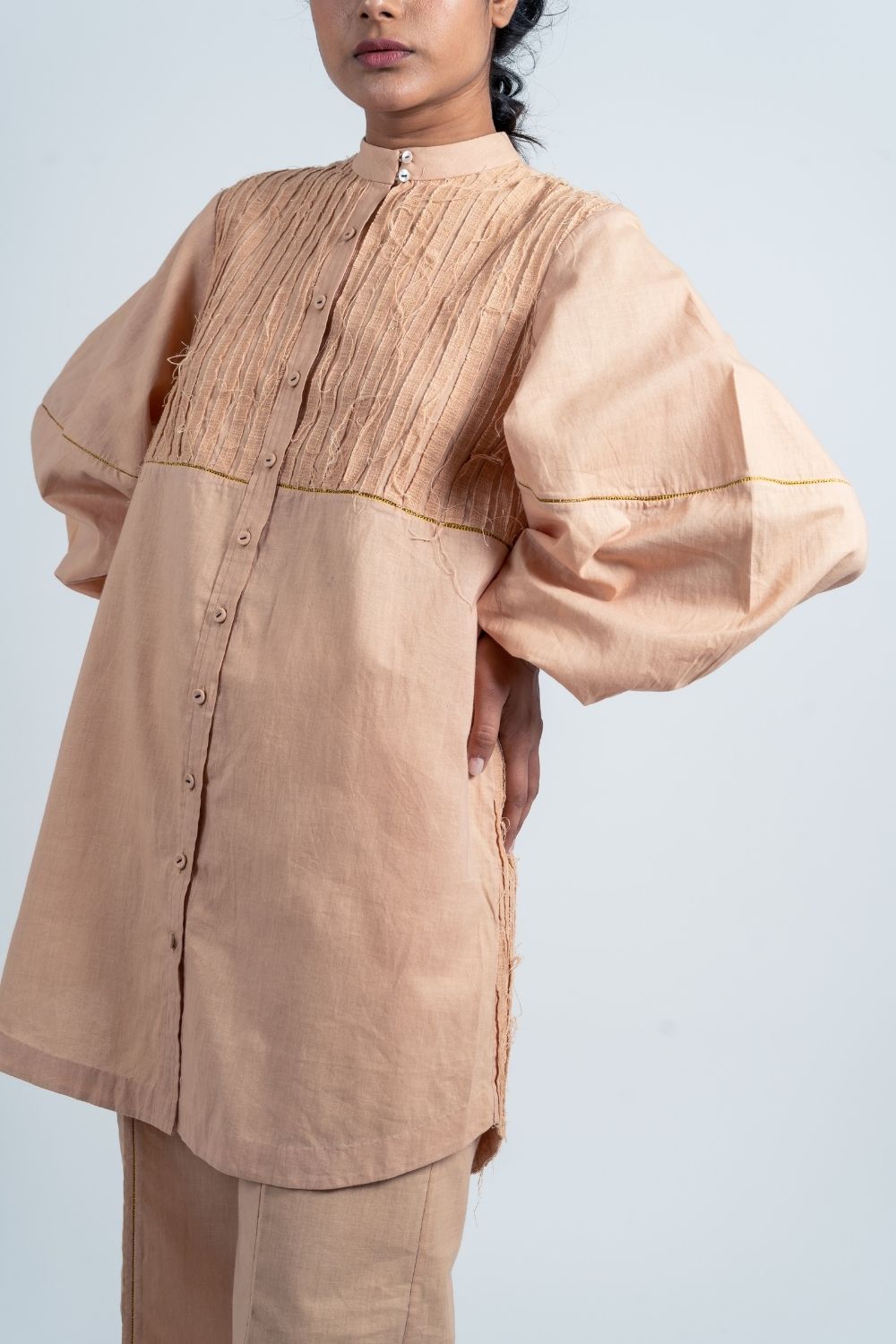 Beige Cotton Midi Dress at Kamakhyaa by Ahmev. This item is Brown, Casual Wear, Fall, Handloom Cotton, July Sale, July Sale 2023, Mini Dresses, Natural, Relaxed Fit, Shirt Dresses, Shirts, Solids, Womenswear