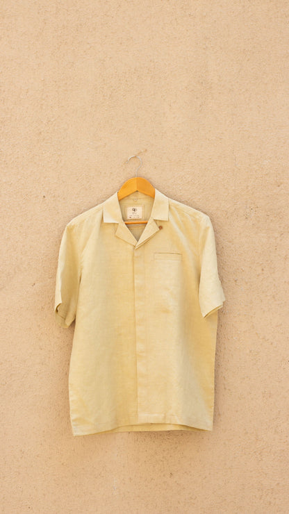 Beige Cotton Shirt at Kamakhyaa by Anushé Pirani. This item is Beige, Casual Wear, Cotton, Cotton Hemp, For Him, Handwoven, Hemp, Menswear, Regular Fit, Shibumi Collection, Shirts, Solids, Tops