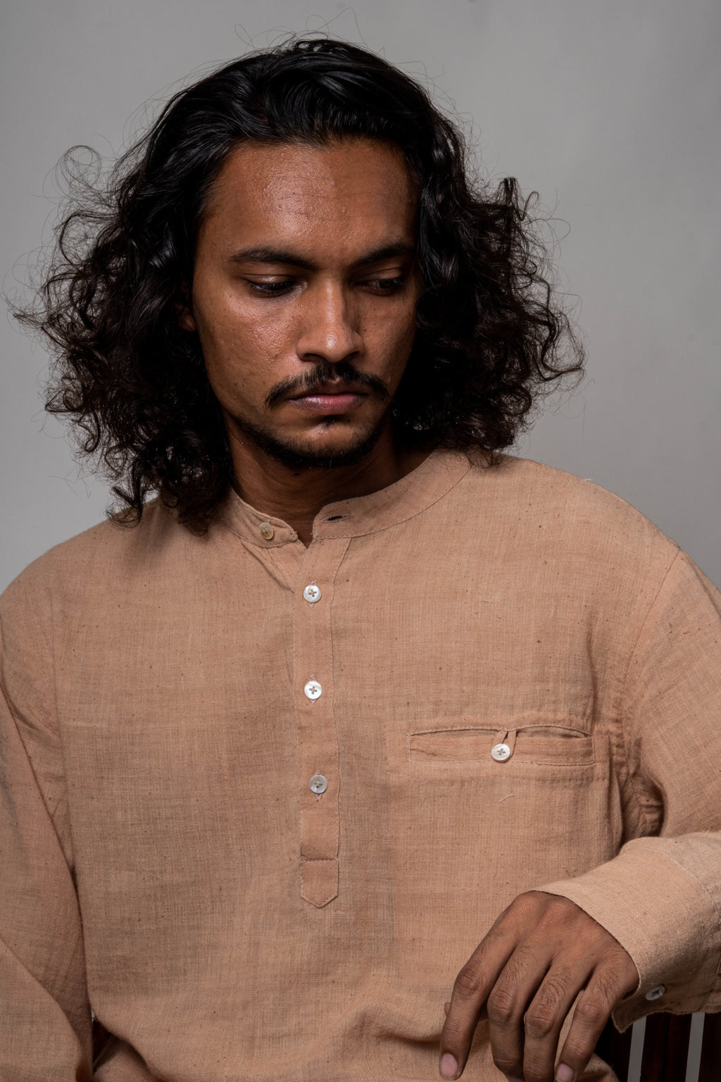 Beige Cotton Shirt at Kamakhyaa by Lafaani. This item is Brown, Casual Wear, Cotton, Fall, For Him, Menswear, Natural, Regular Fit, Shirts, Solids, Tops