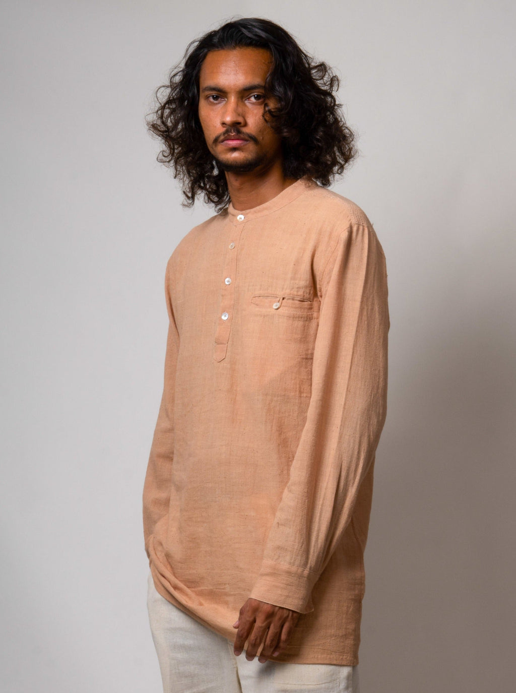 Beige Cotton Shirt at Kamakhyaa by Lafaani. This item is Brown, Casual Wear, Cotton, Fall, For Him, Menswear, Natural, Regular Fit, Shirts, Solids, Tops