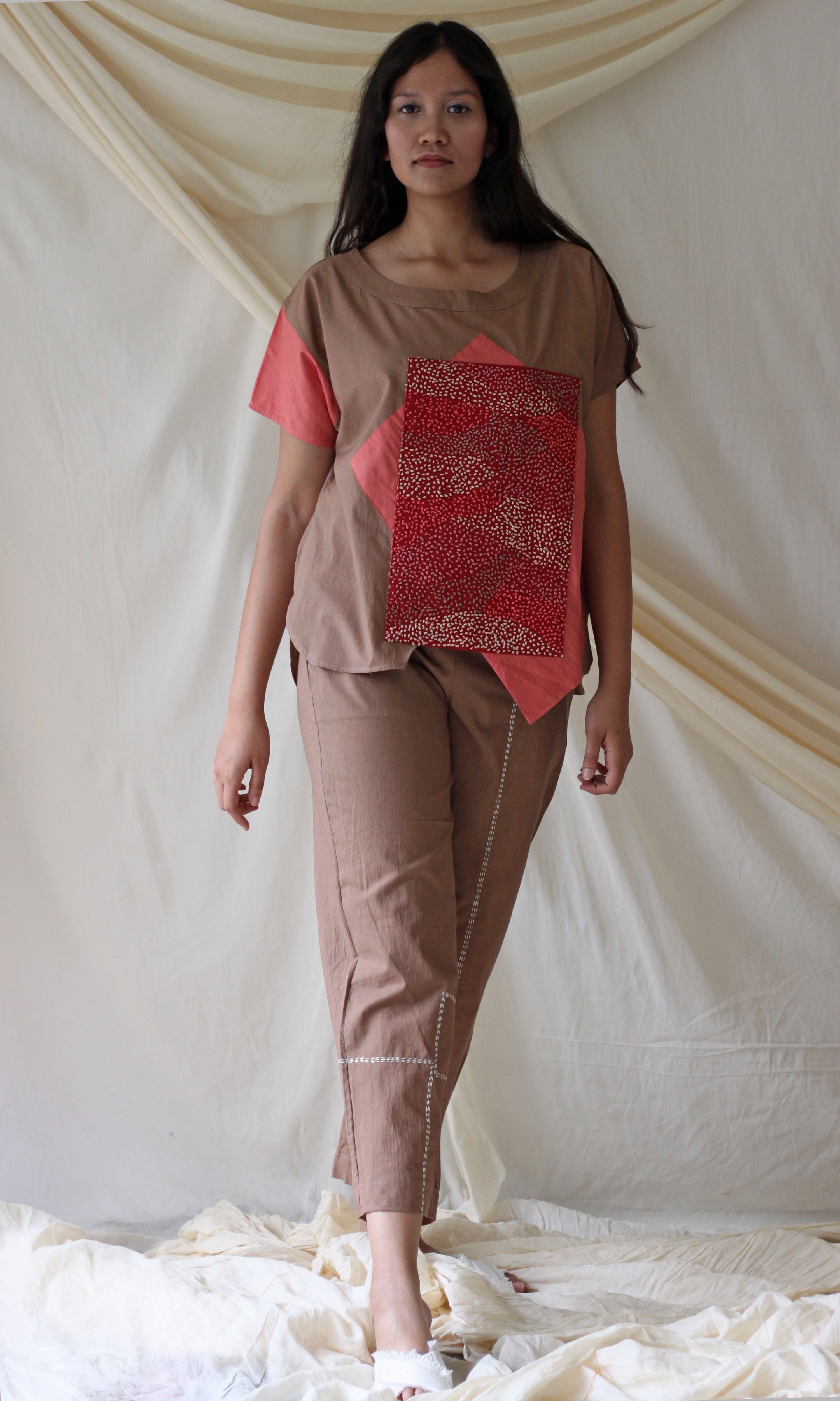 Beige Embroidered Straight Pants at Kamakhyaa by Chambray & Co.. This item is Beige, Casual Wear, Cotton, Natural, Pants, Regular Fit, Solids, Womenswear