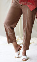 Beige Embroidered Straight Pants at Kamakhyaa by Chambray & Co.. This item is Beige, Casual Wear, Cotton, Natural, Pants, Regular Fit, Solids, Womenswear