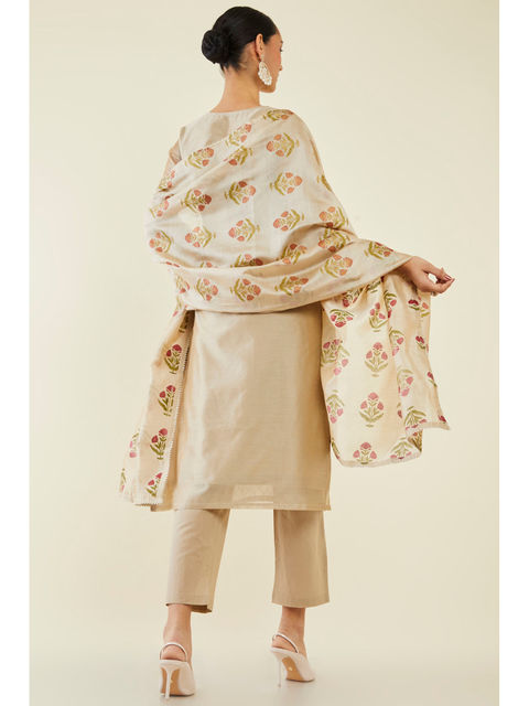 Beige Grey Sequin Kurta Set With Dupatta at Kamakhyaa by Kamakhyaa. This item is Beige, Cotton, Cotton Khadi, Ethnic Wear, Festive Wear, Grey, Kurta Pant Sets, Kurta Set with Dupattas, Natural, Regular Fit, Womenswear