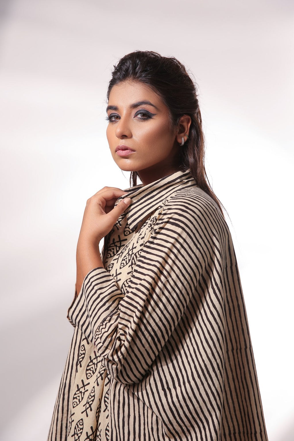 Beige Kaftan Shirt With Wide Leg Pant at Kamakhyaa by Keva. This item is Beige, Black, Block Prints, Co-ord Sets, Cotton, For Mother, For Mother W, Natural, Office Wear Co-ords, Relaxed Fit, Resort Wear, Travel, Travel Co-ords, Womenswear, Zima