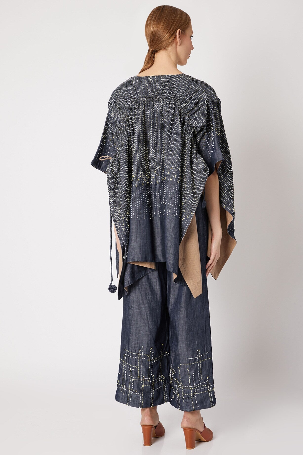 Beige Reversible Jacket at Kamakhyaa by Chambray & Co.. This item is Beige, Best Selling, Blue, Casual Wear, Cotton, Natural, Regular Fit, Reversible, Shrugs, Solids, Tencel, Womenswear