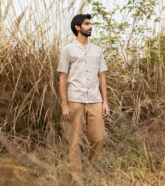 Beige Shirt for Mens at Kamakhyaa by Khara Kapas. This item is Beige, Cotton, For Him, Lost & Found, Menswear, Natural, Ombre & Dyes, Prints, Regular Fit, Resort Wear, Selfsame, Shirts, Tops