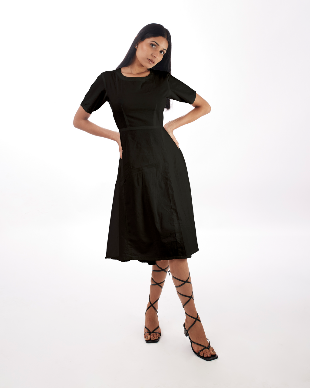 Black Backless Midi Dress at Kamakhyaa by Kamakhyaa. This item is 100% pure cotton, Black, Casual Wear, Evening Wear, FB ADS JUNE, Fitted At Waist, KKYSS, Midi Dresses, Natural, Relaxed Fit, Solids, Summer Sutra, Womenswear