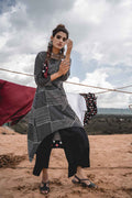 Black Block Printed Cotton High Low Kurta With Palazzo - Set Of 2 at Kamakhyaa by Keva. This item is Black, Block Prints, Cotton, Indian Wear, Kurta Palazzo Sets, Natural, Palazzo, Relaxed Fit, Resort Wear, Wild Child, Womenswear