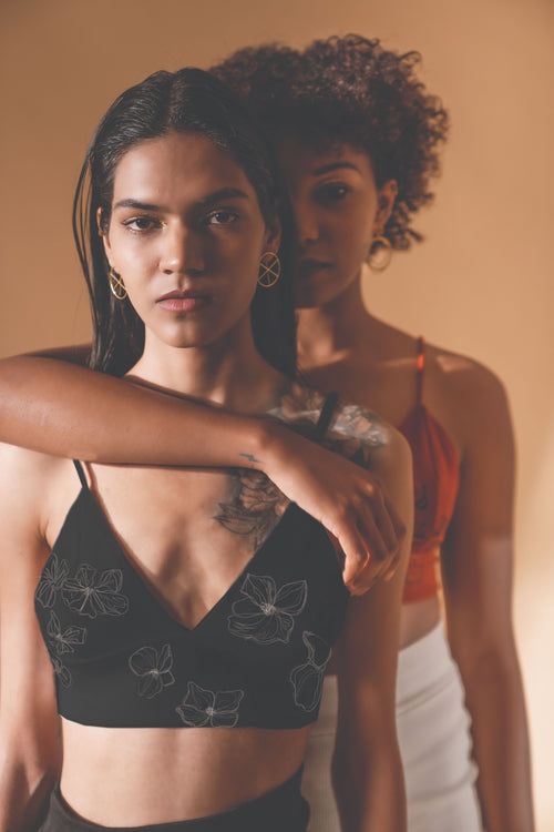 Black Bralette Top at Kamakhyaa by Meko Studio. This item is Black, Bralette Tops, Cotton, Deadstock Fabrics, Evening Wear, For Birthday, July Sale, July Sale 2023, Lycra, Printed Selfsame, Prints, Slim Fit, Verao SS-22/23, Womenswear